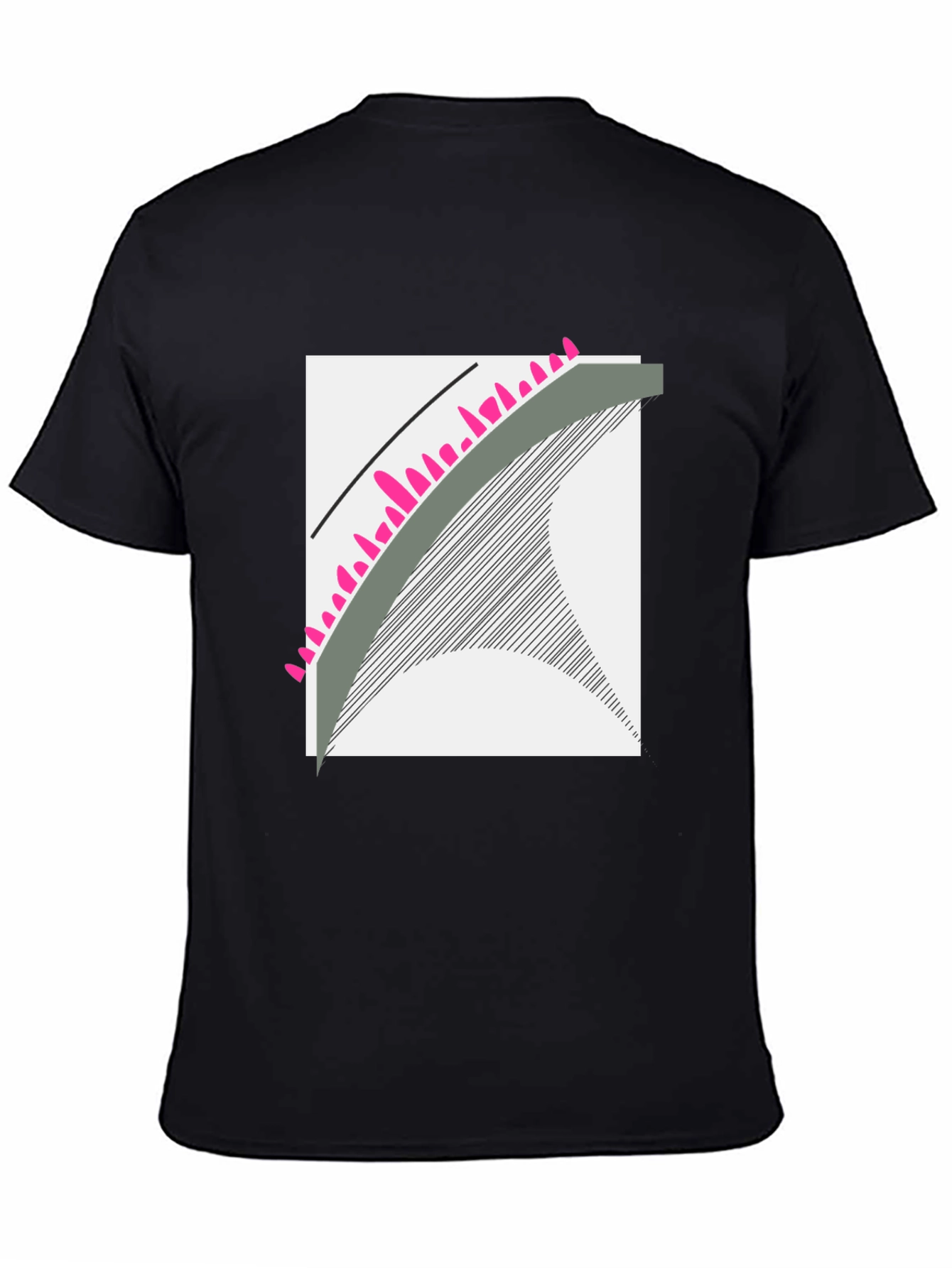 Abstract Graphic Tee - Modern Design Black Cotton