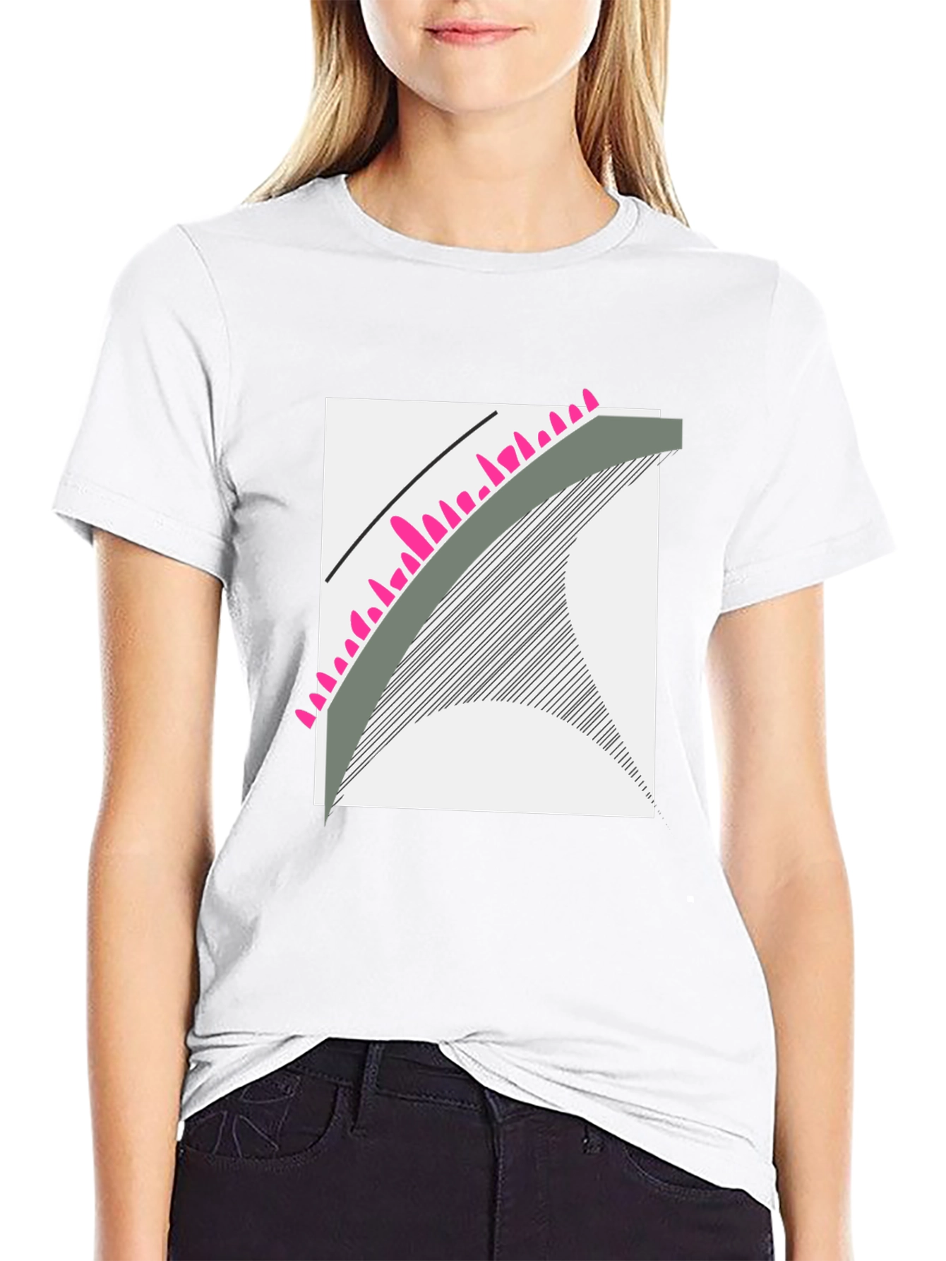 Abstract Graphic Tee - Modern Design Black Cotton