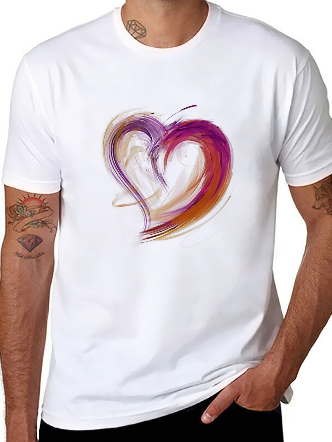 Abstract Heart Graphic Black T-Shirt