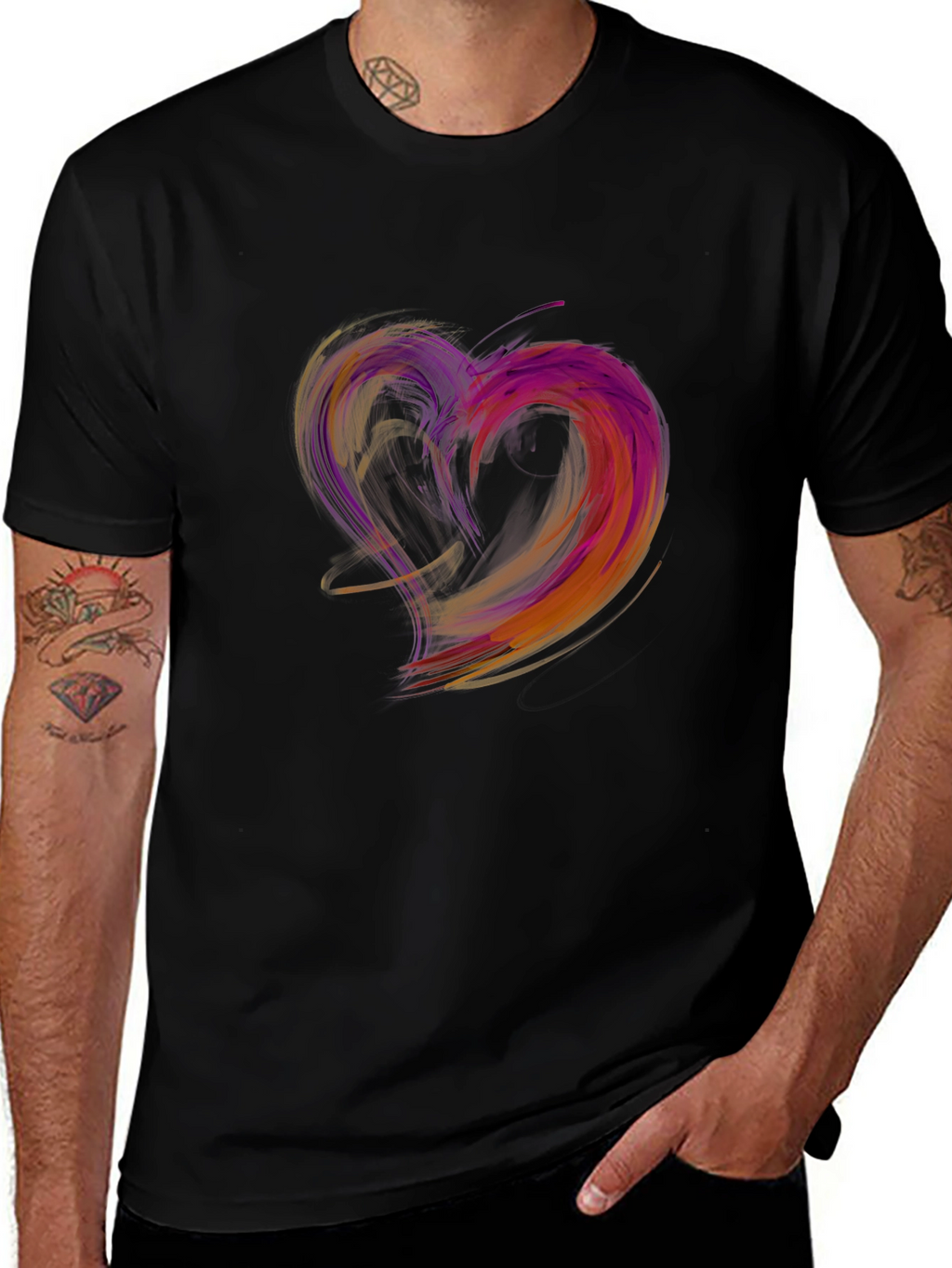 Abstract Heart Graphic Black T-Shirt