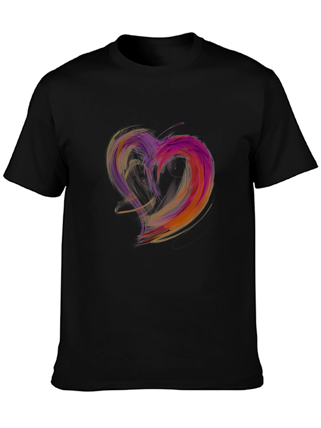 Abstract Heart Graphic Black T-Shirt
