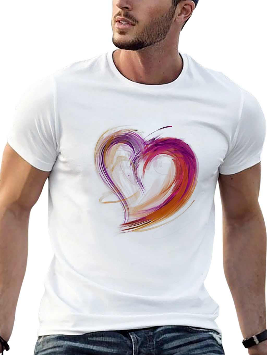 Abstract Heart Graphic Black T-Shirt