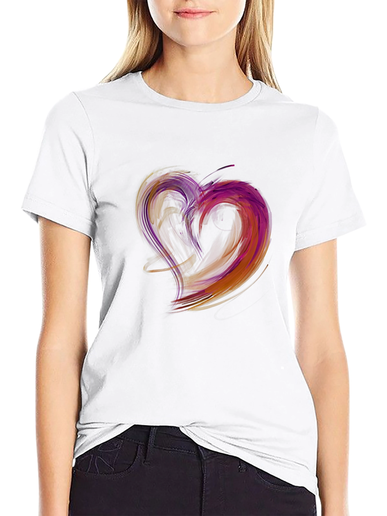 Abstract Heart Graphic Black T-Shirt