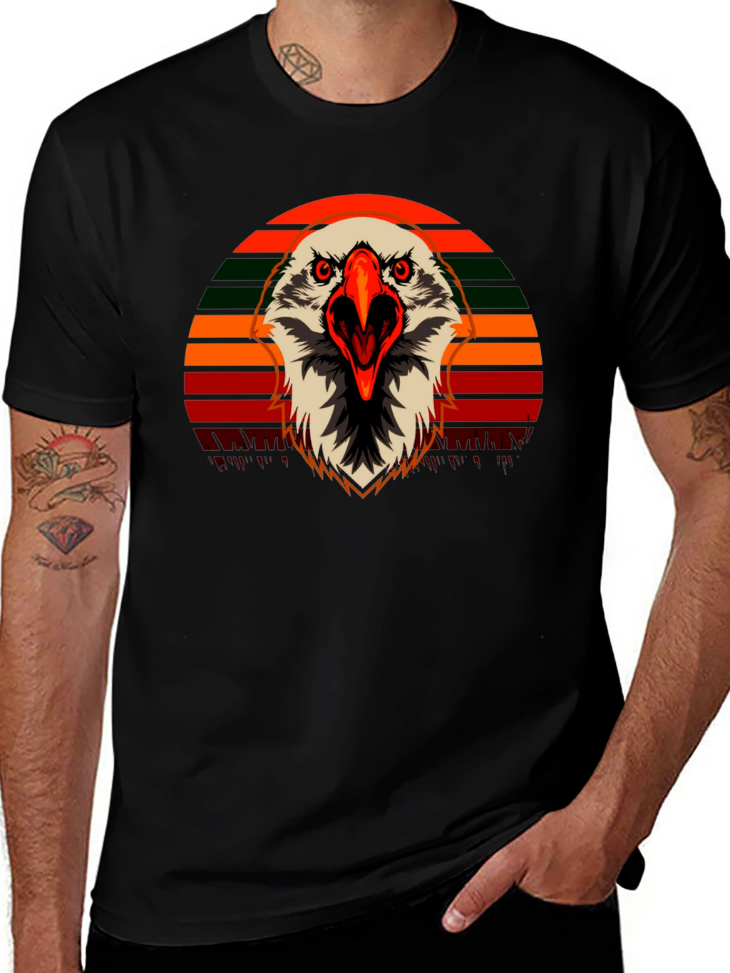 Eagle Graphic T-Shirt - Retro Sunset Design
