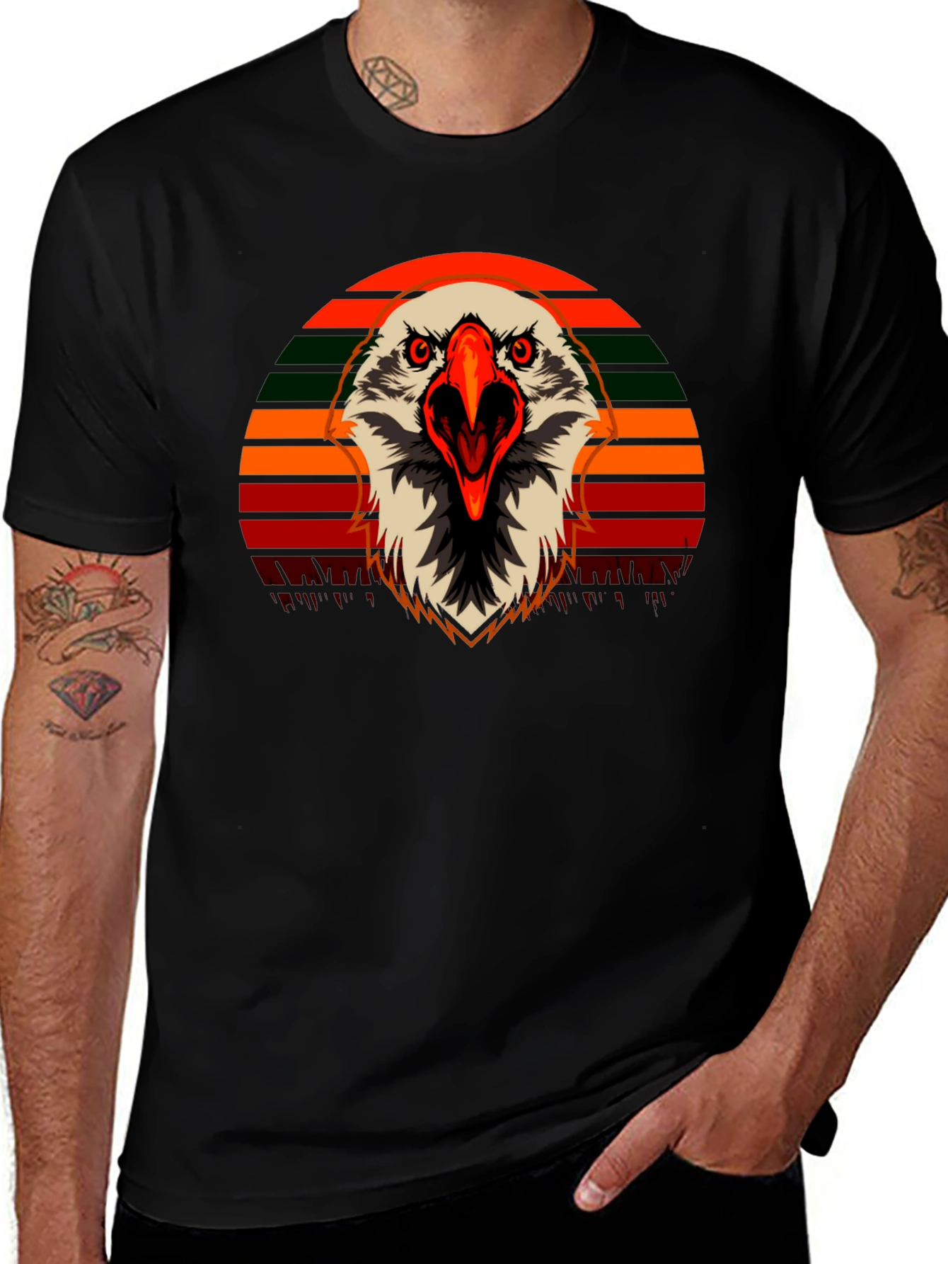 Eagle Graphic T-Shirt - Retro Sunset Design