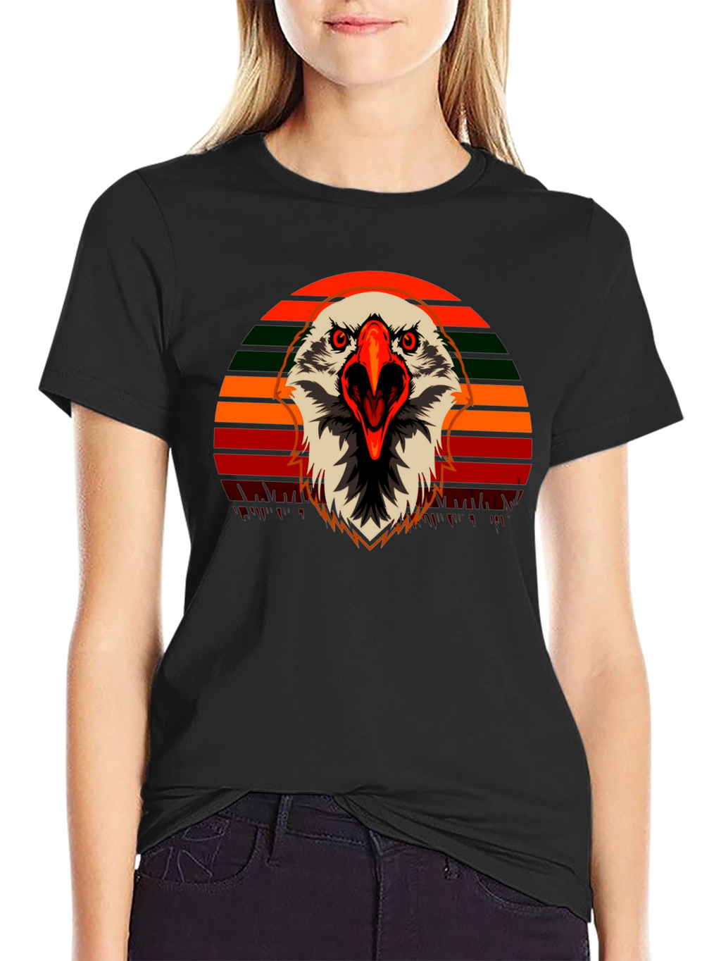 Eagle Graphic T-Shirt - Retro Sunset Design