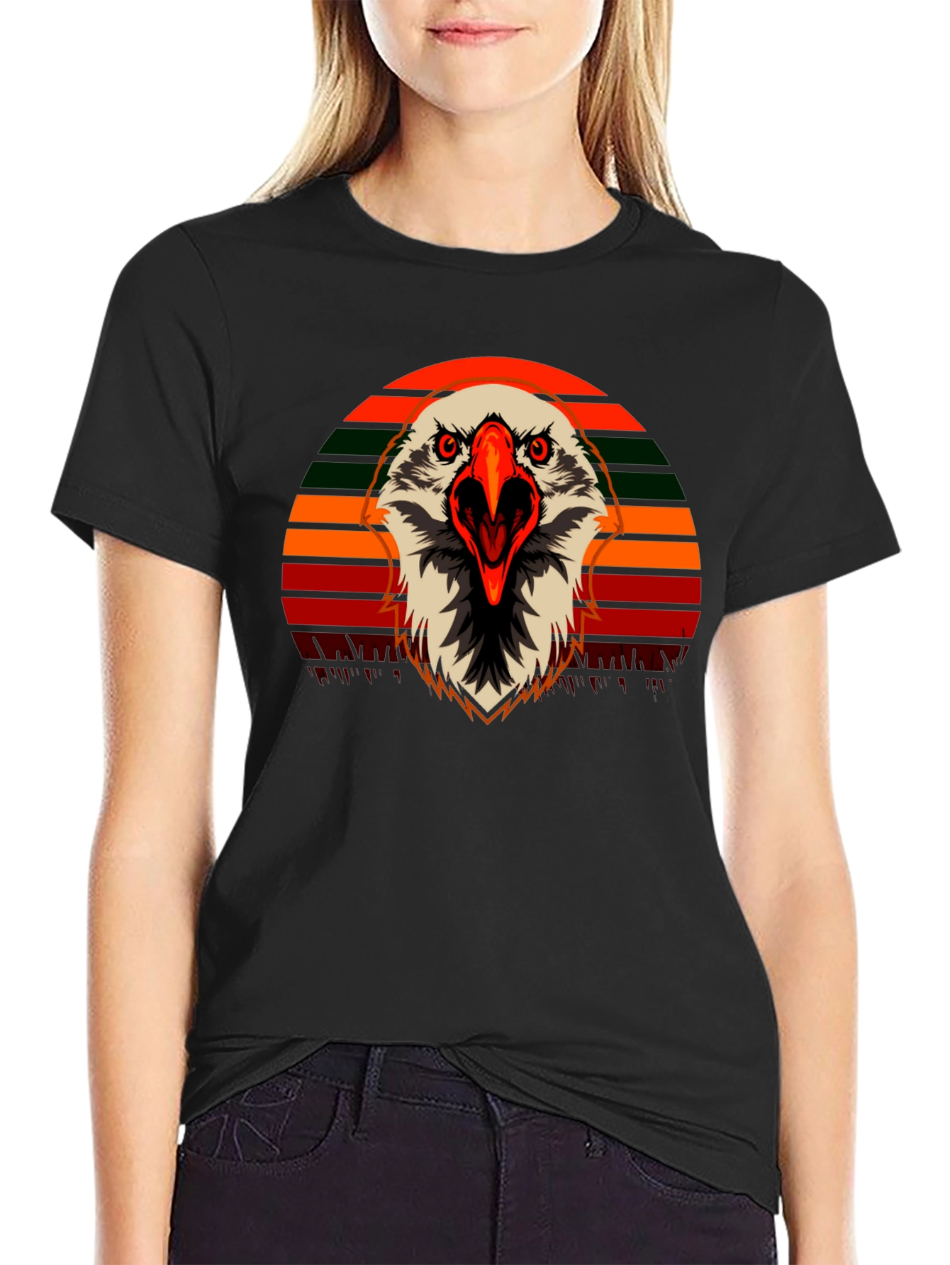 Eagle Graphic T-Shirt - Retro Sunset Design