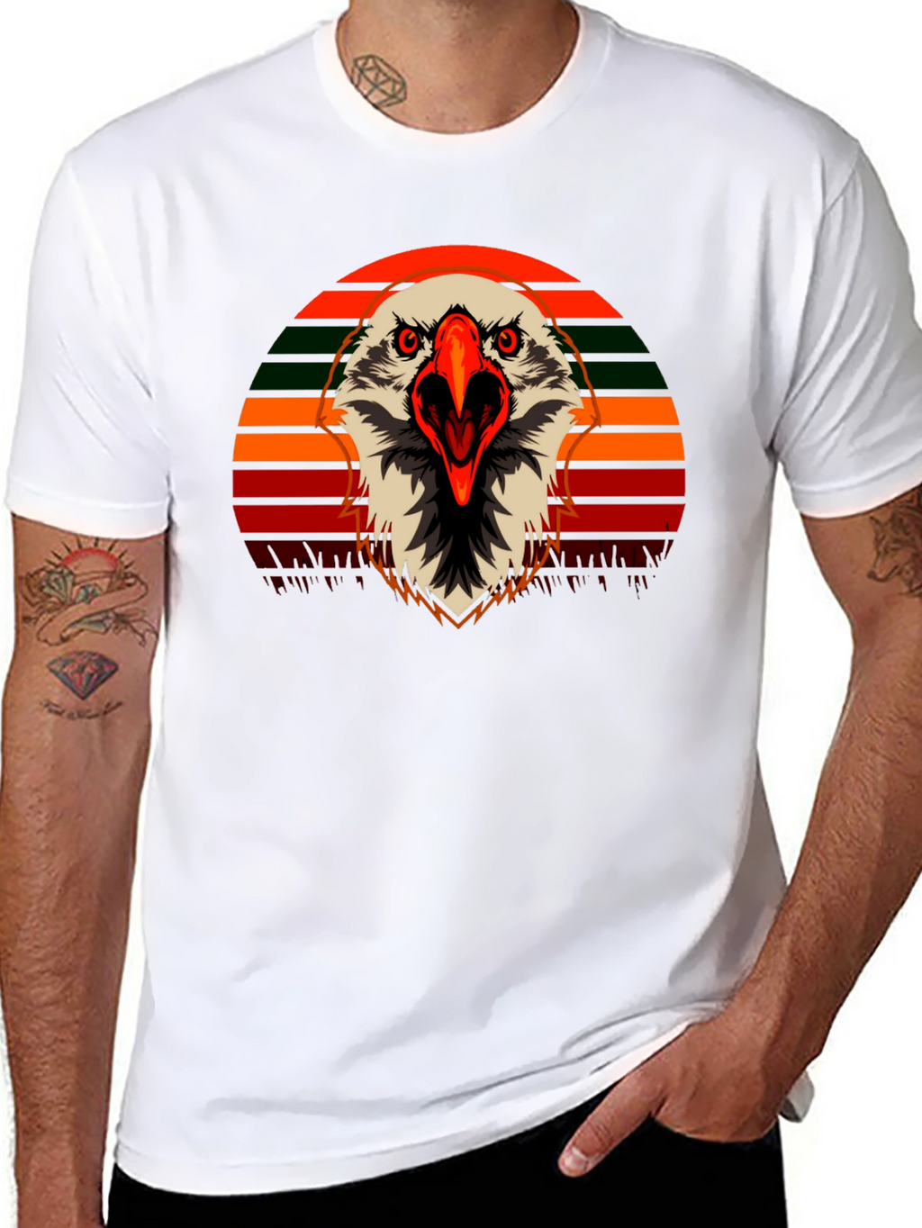 Eagle Graphic T-Shirt - Retro Sunset Design