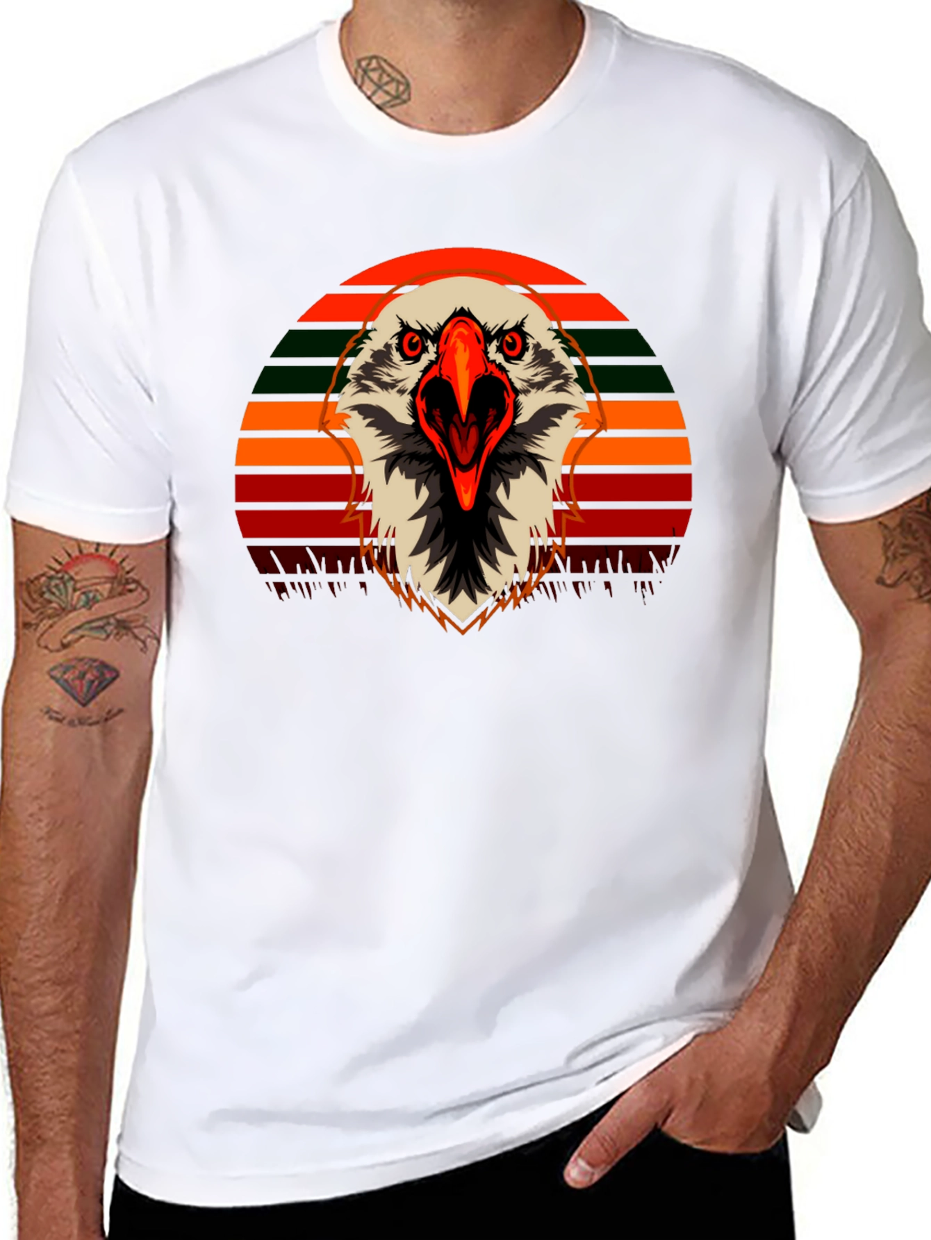 Eagle Graphic T-Shirt - Retro Sunset Design