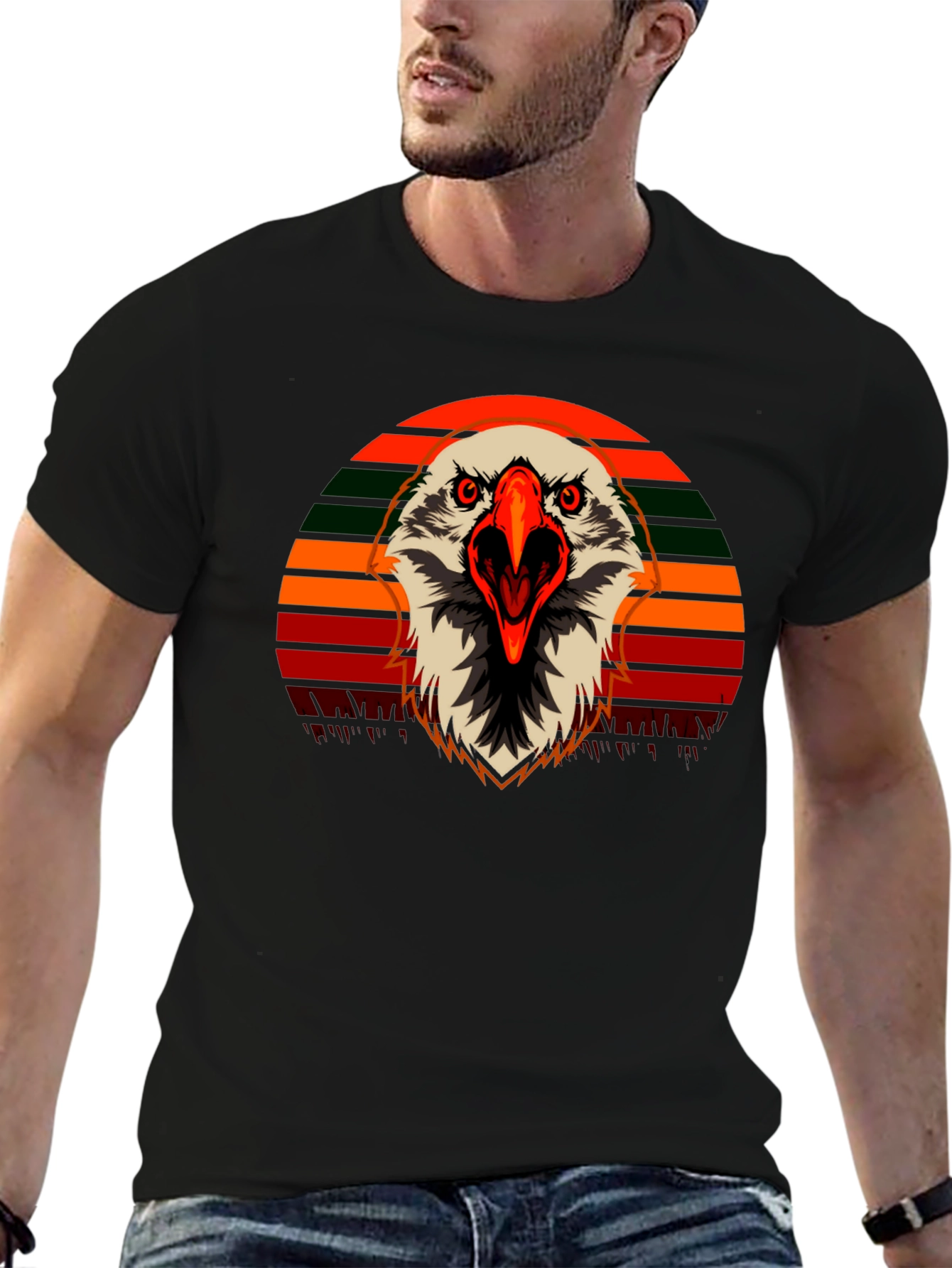 Eagle Graphic T-Shirt - Retro Sunset Design