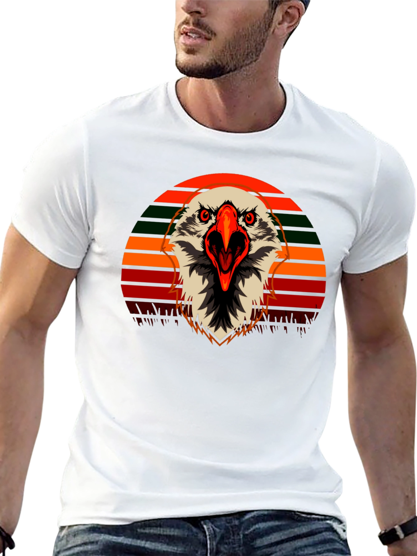 Eagle Graphic T-Shirt - Retro Sunset Design