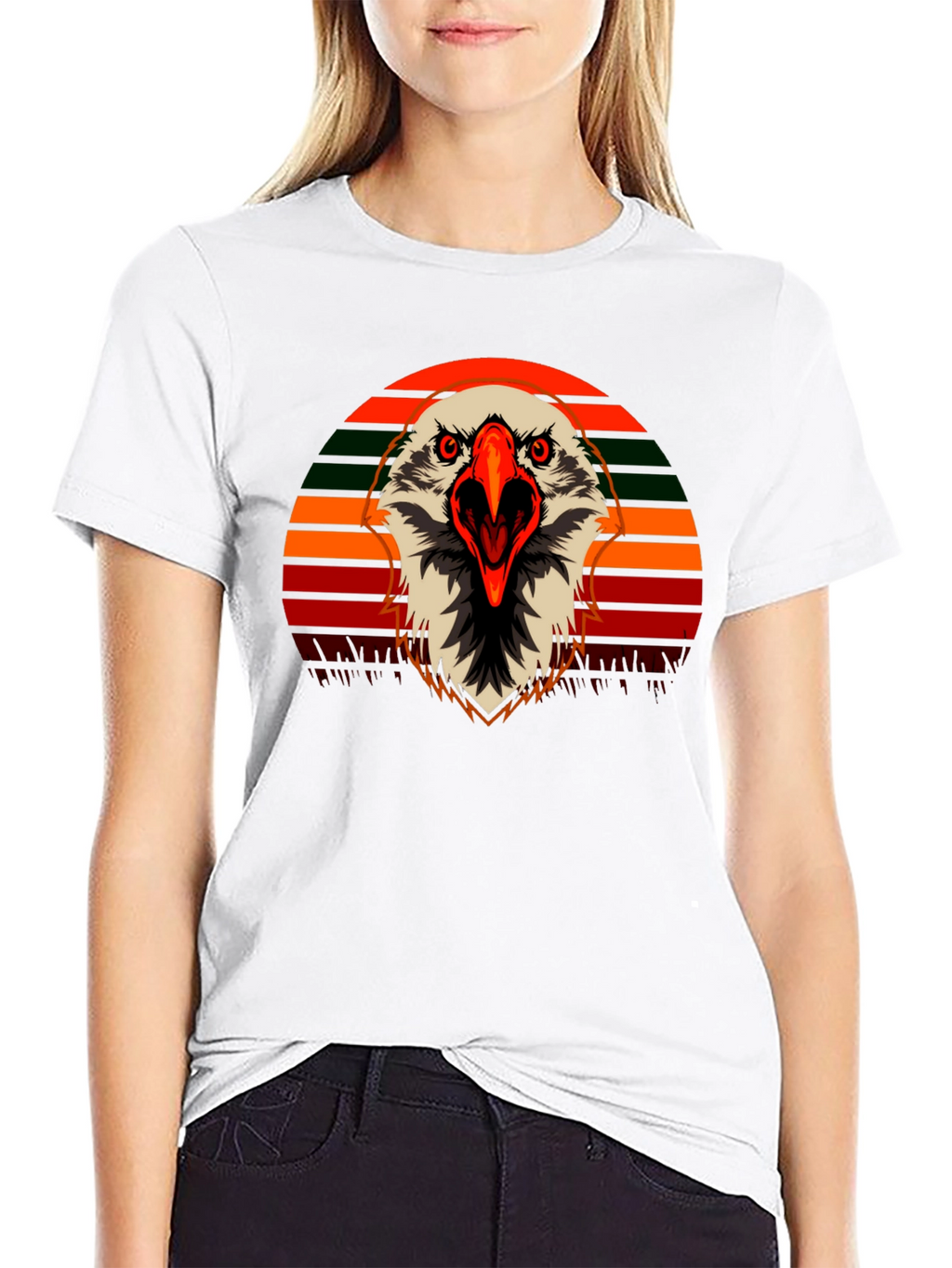 Eagle Graphic T-Shirt - Retro Sunset Design