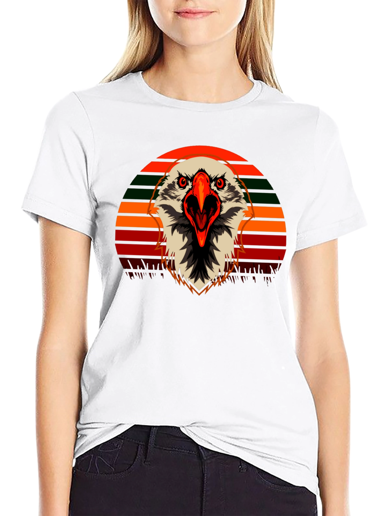 Eagle Graphic T-Shirt - Retro Sunset Design