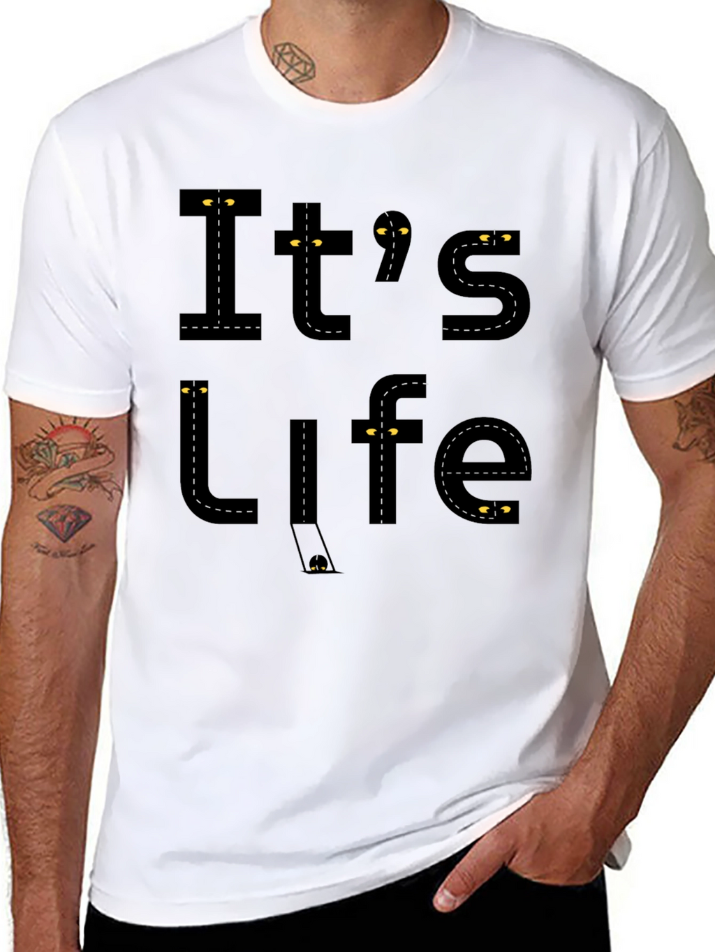 Its Life Road Design Black T-Shirt