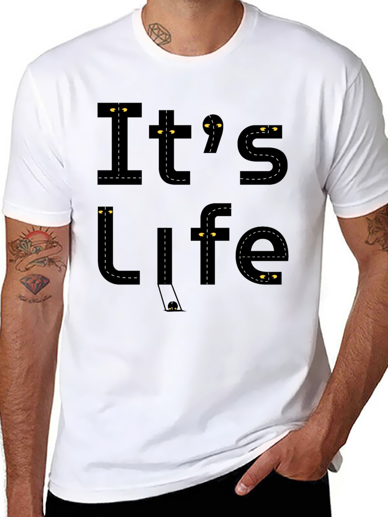 Its Life Road Design Black T-Shirt