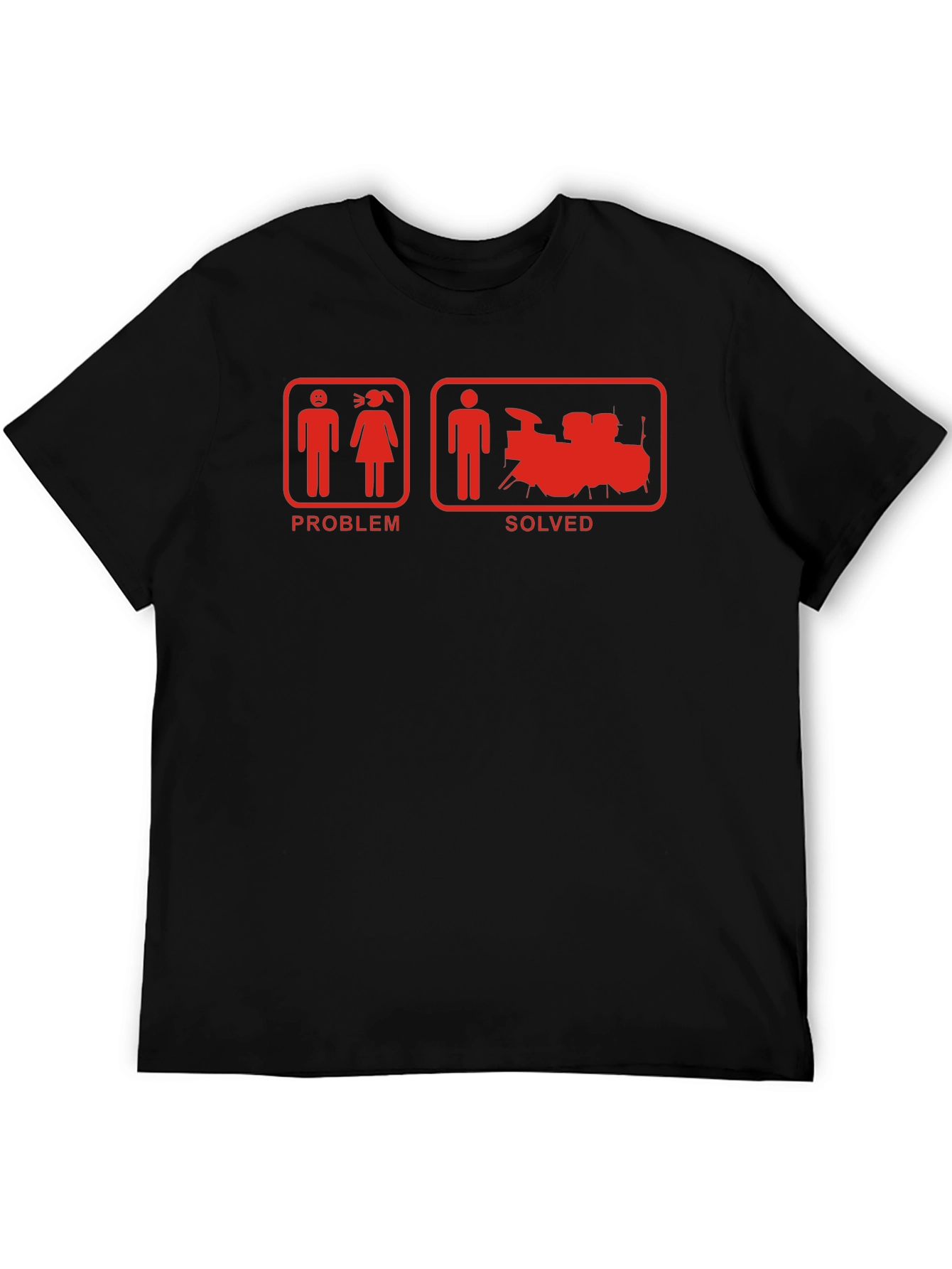 Problem Solved Drum Set Black T-Shirt