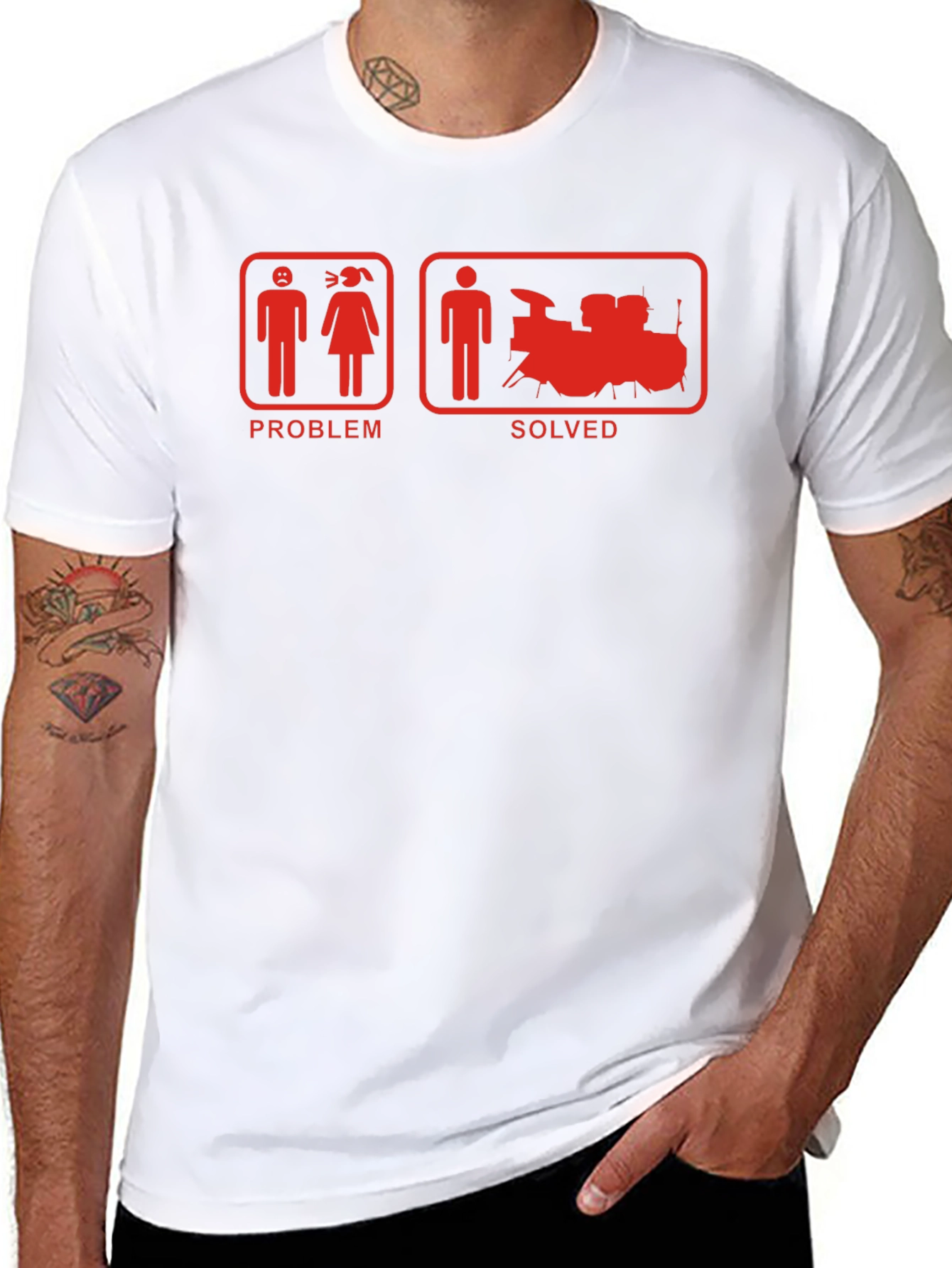 Problem Solved Drum Set Black T-Shirt