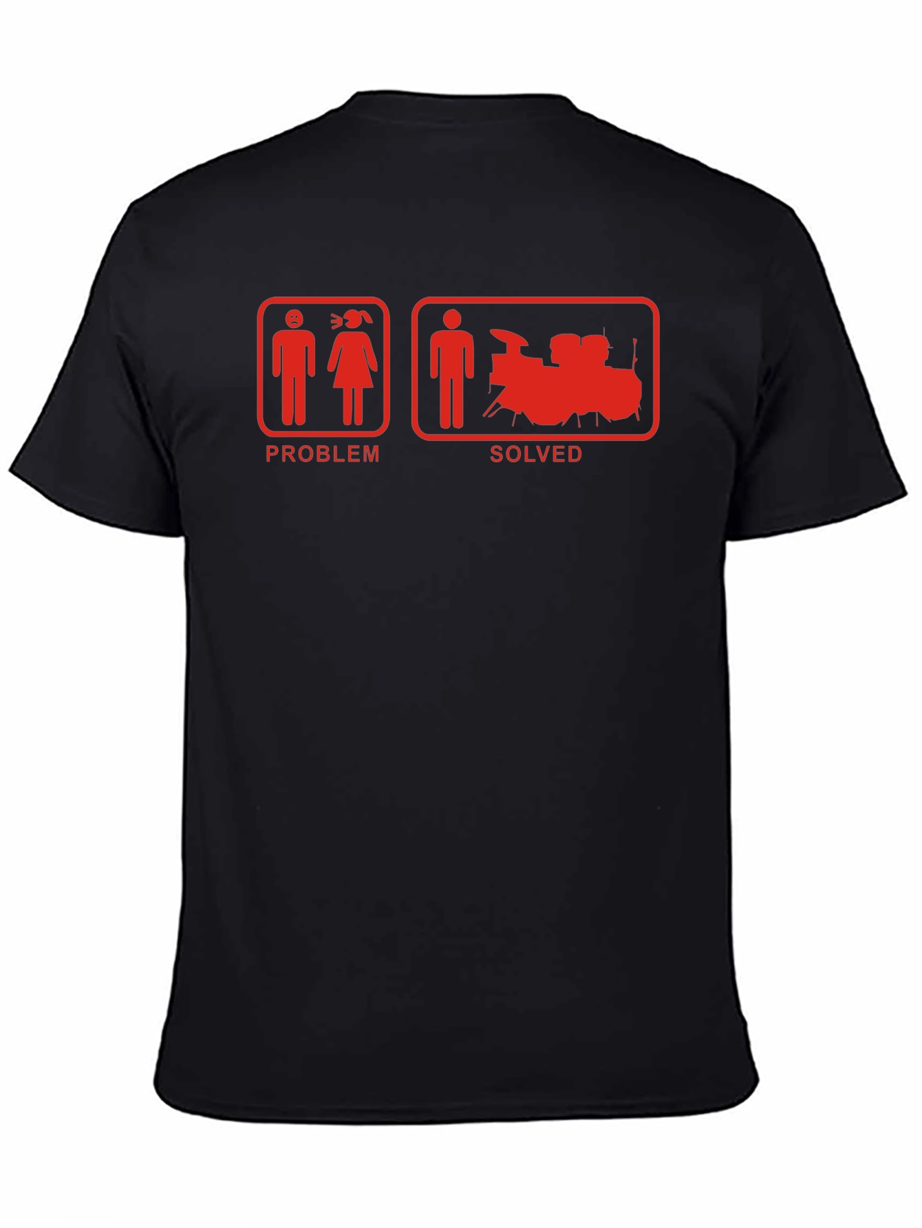 Problem Solved Drum Set Black T-Shirt