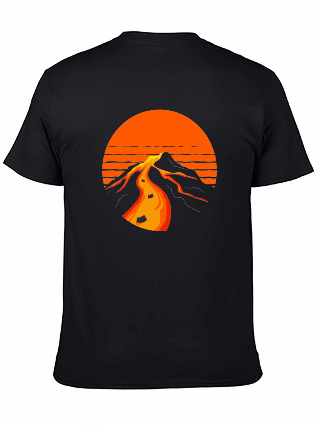 Retro Sunset Mountain Black T-Shirt
