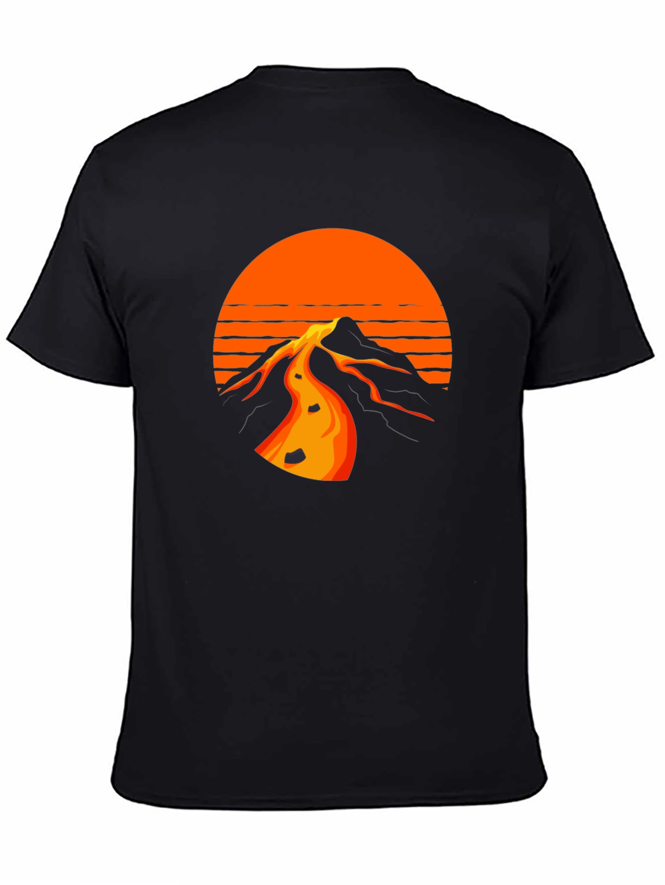 Retro Sunset Mountain Black T-Shirt
