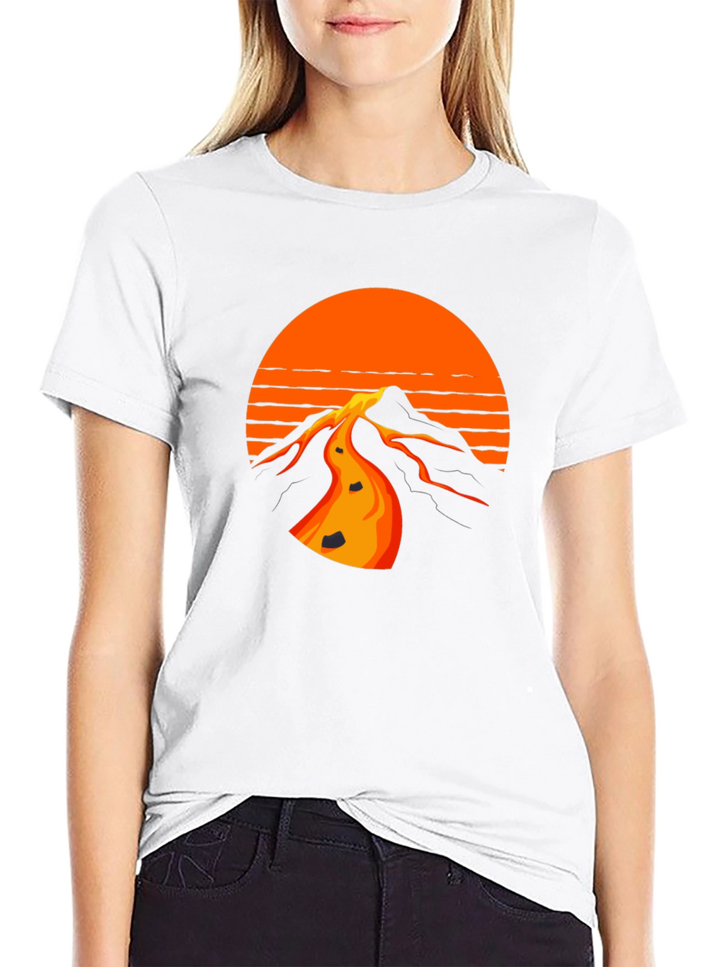 Retro Sunset Mountain Black T-Shirt