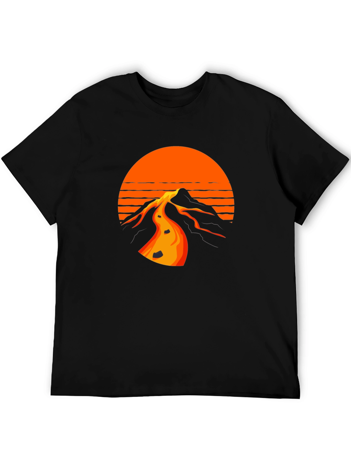 Retro Sunset Mountain Black T-Shirt