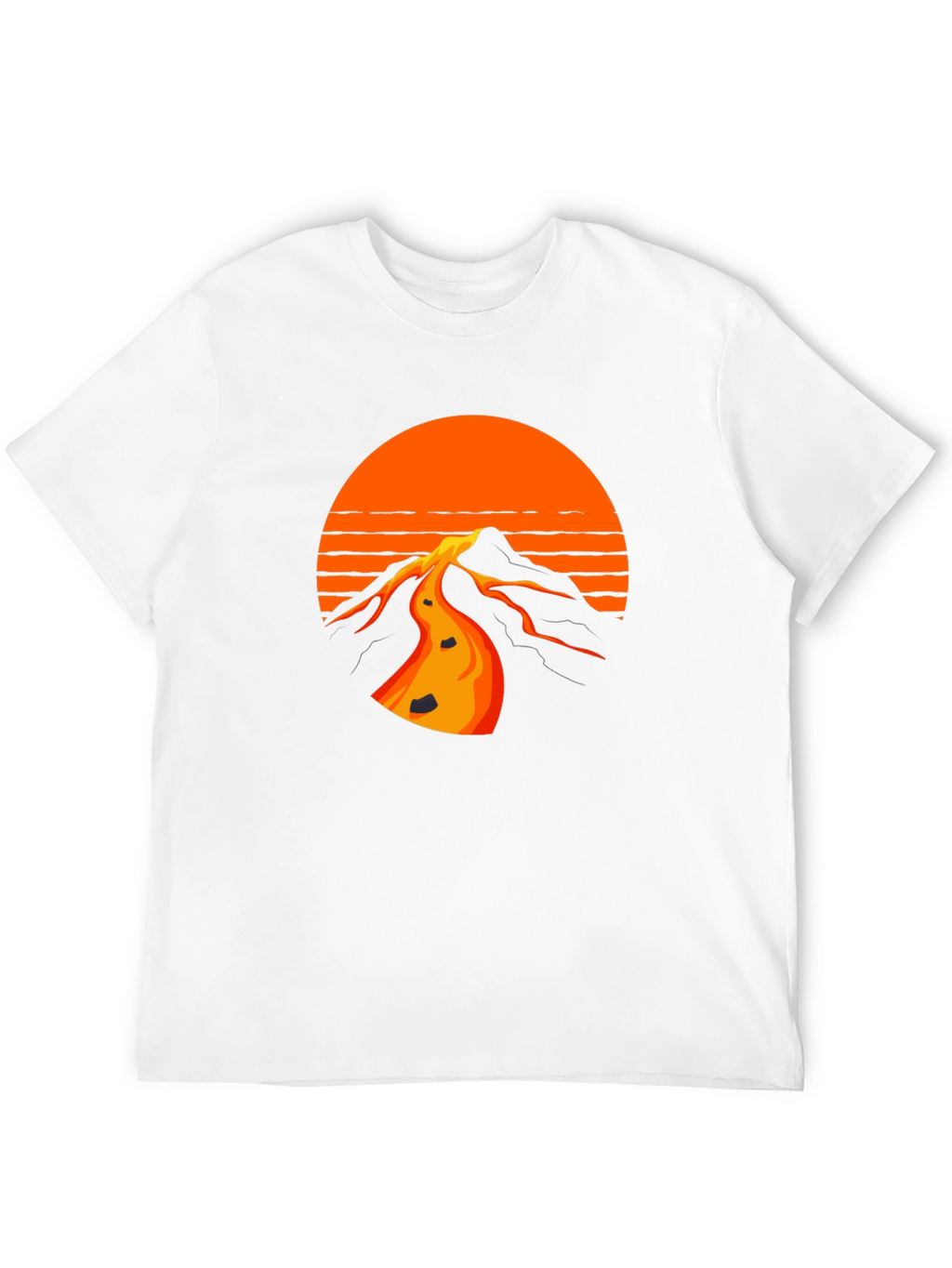 Retro Sunset Mountain Black T-Shirt