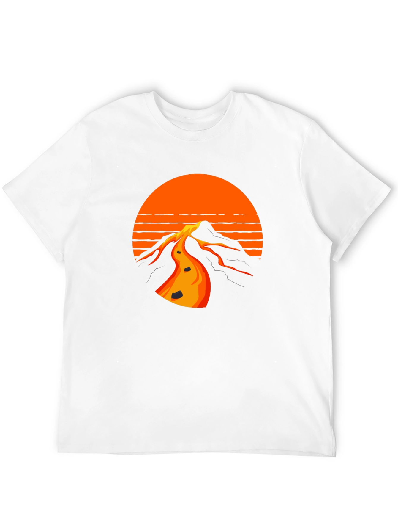 Retro Sunset Mountain Black T-Shirt