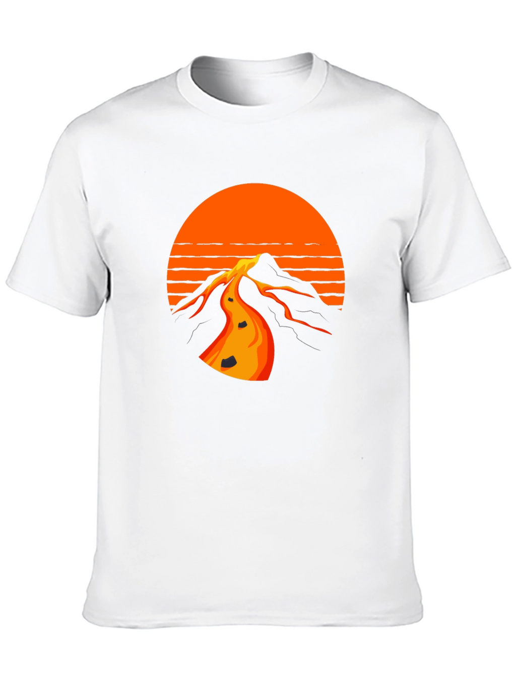 Retro Sunset Mountain Black T-Shirt