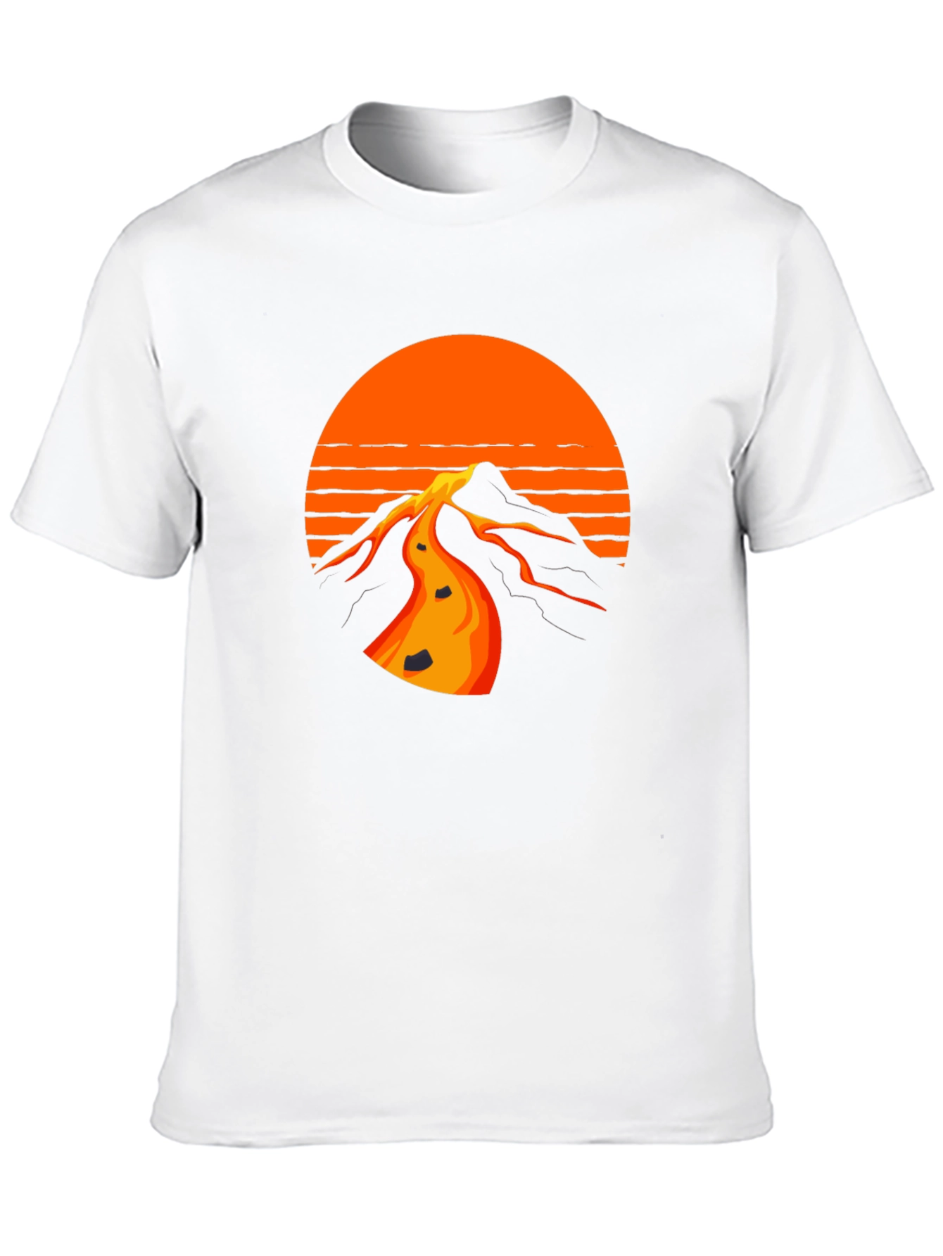 Retro Sunset Mountain Black T-Shirt