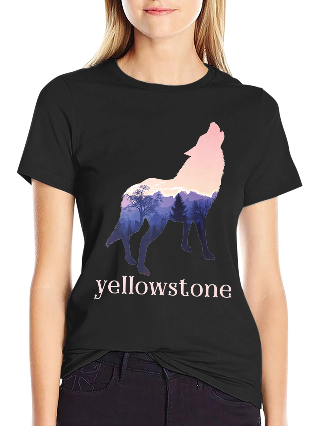 Yellowstone Wolf Silhouette Graphic Tee - Nature Inspired