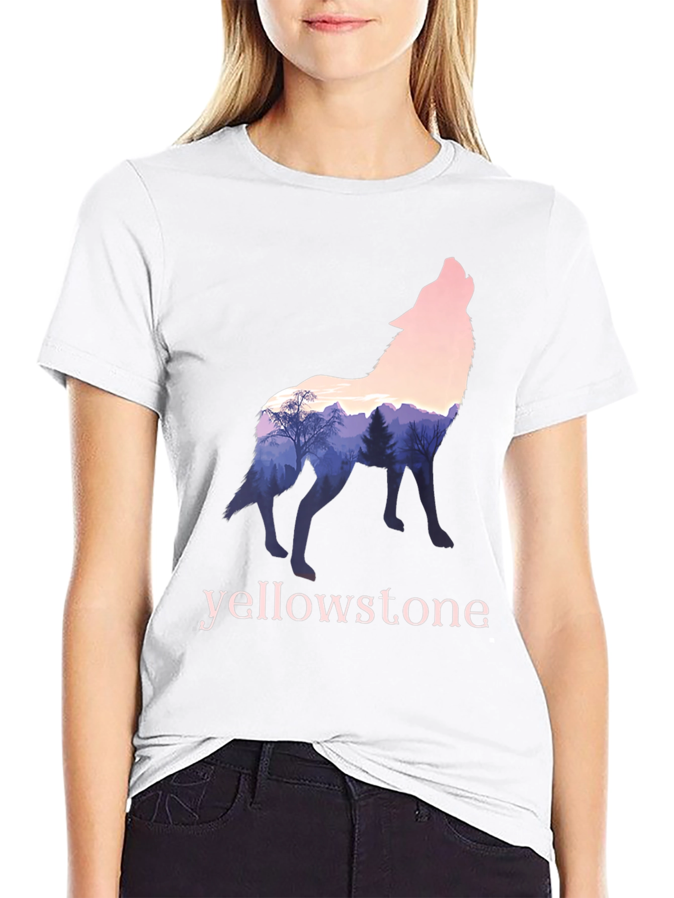 Yellowstone Wolf Silhouette Graphic Tee - Nature Inspired