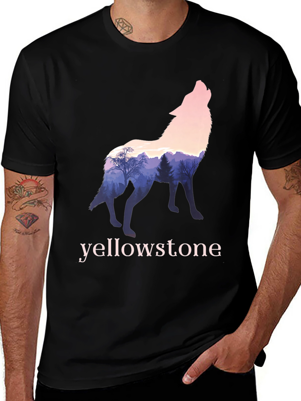 Yellowstone Wolf Silhouette Graphic Tee - Nature Inspired