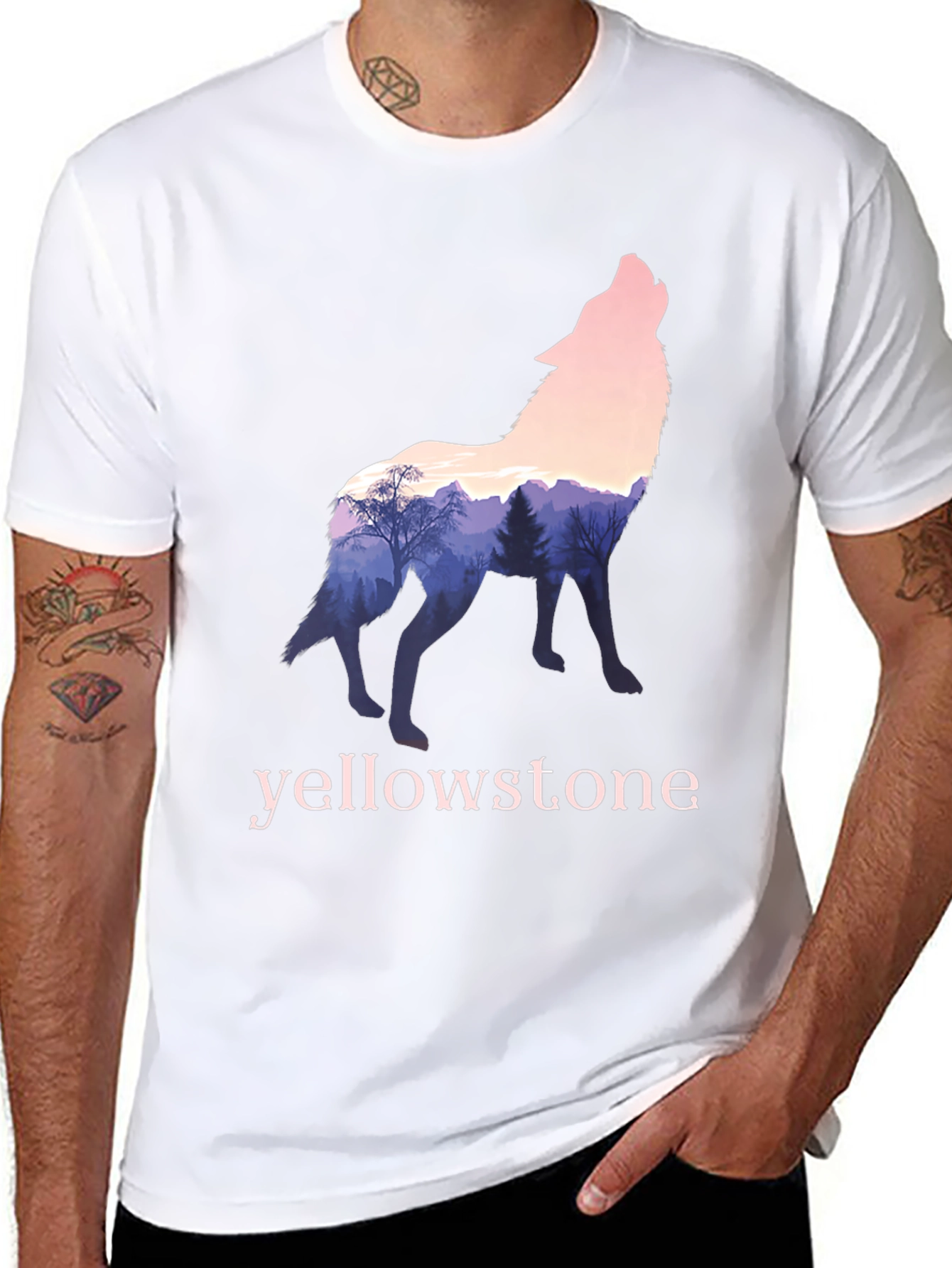 Yellowstone Wolf Silhouette Graphic Tee - Nature Inspired