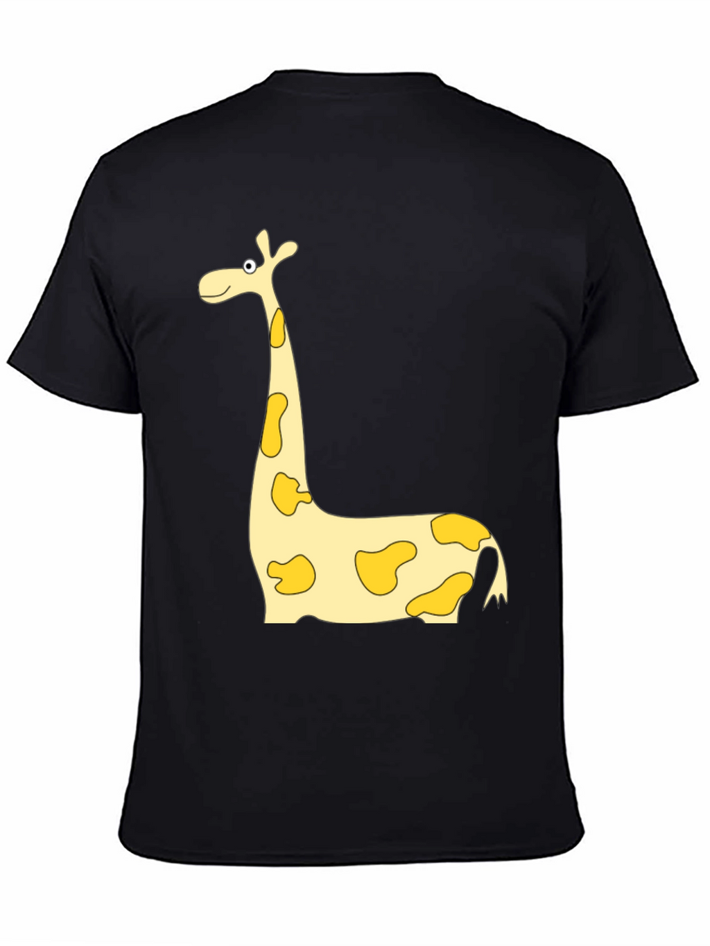 Giraffe Cartoon Print Black Tee
