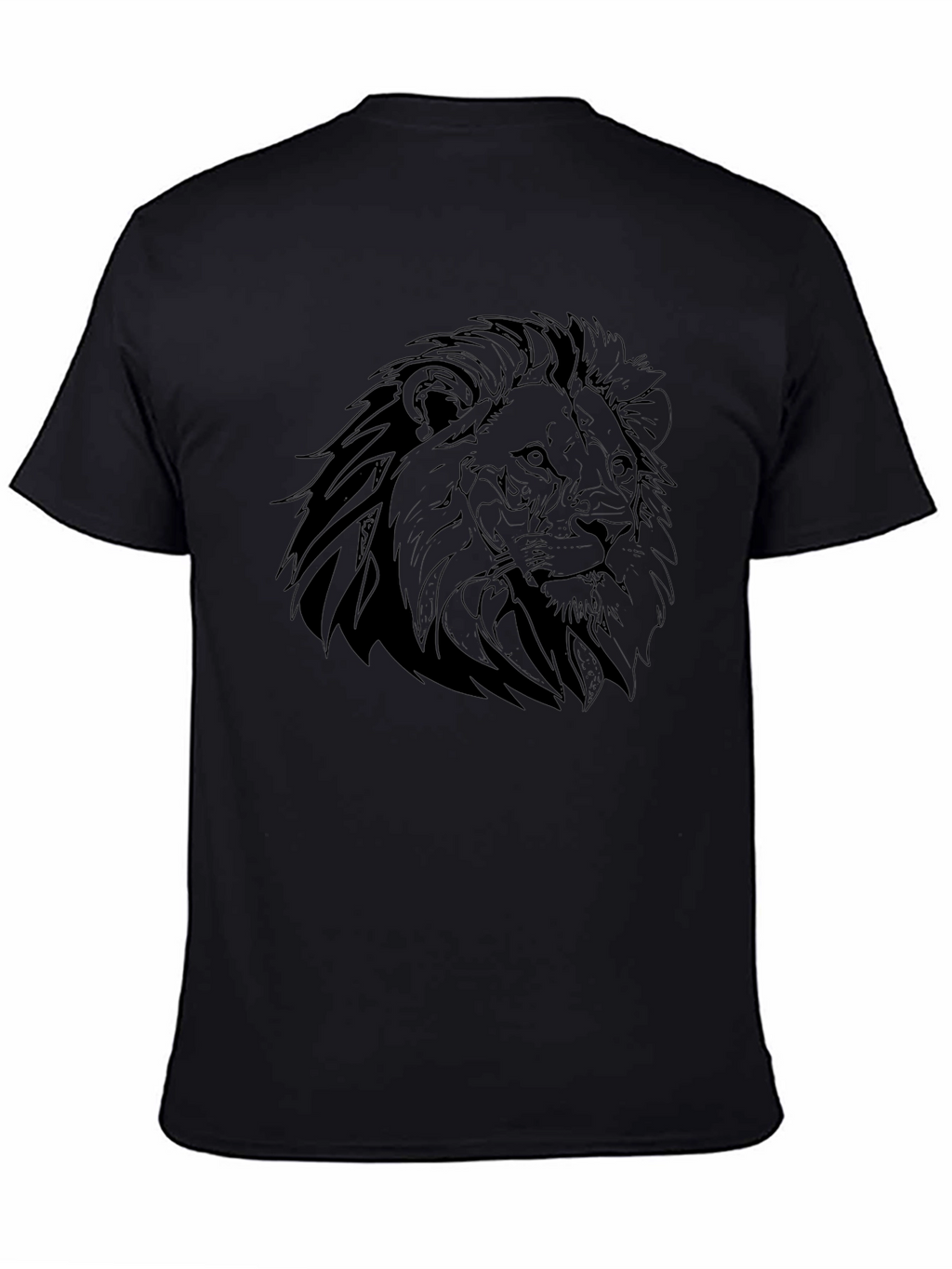 Lion Graphic Black T-Shirt - Mens Crew Neck Tee