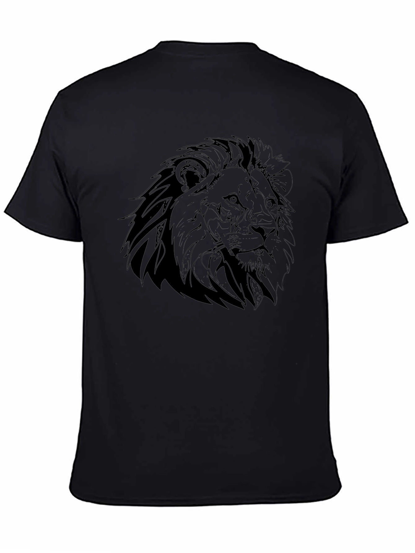 Lion Graphic Black T-Shirt - Mens Crew Neck Tee