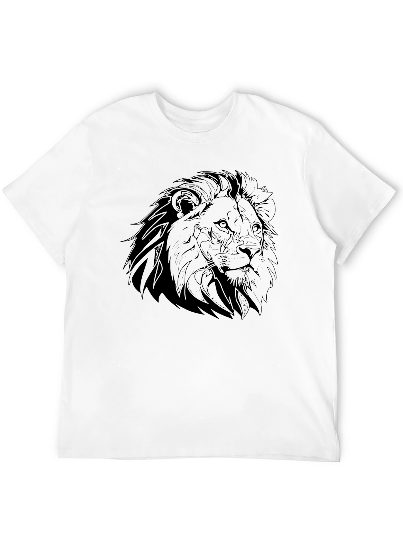 Lion Graphic Black T-Shirt - Mens Crew Neck Tee