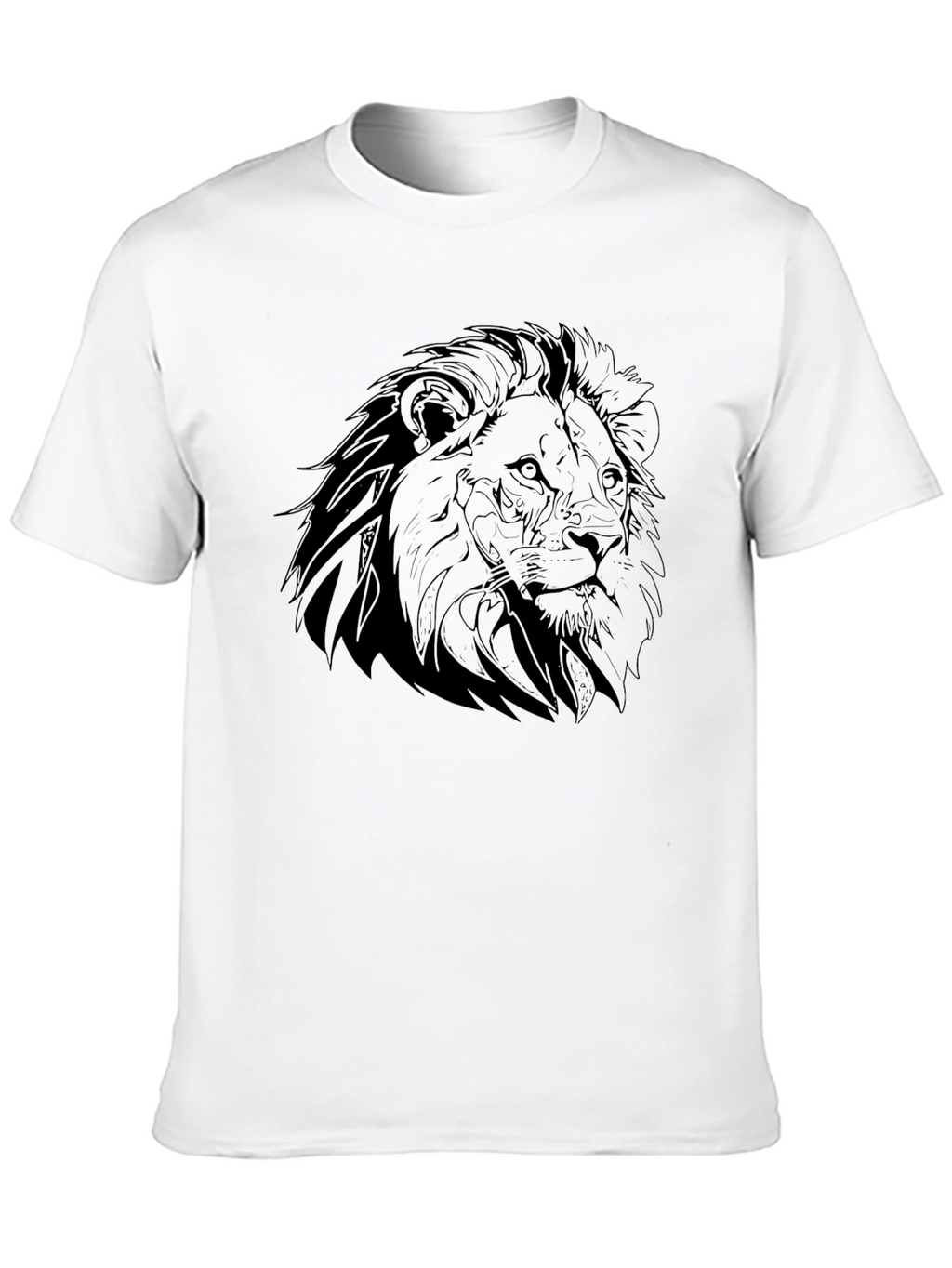 Lion Graphic Black T-Shirt - Mens Crew Neck Tee