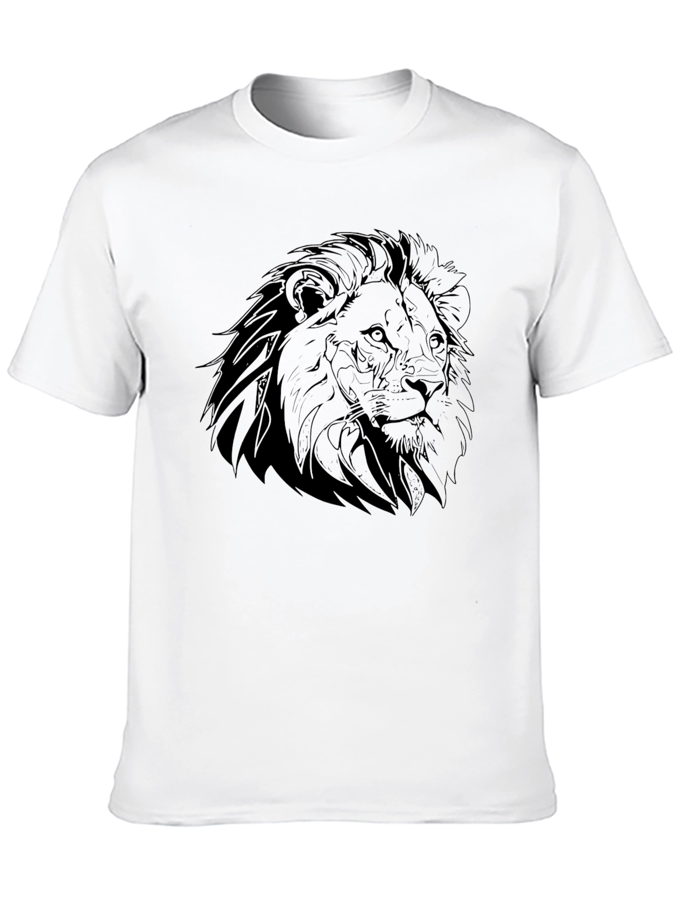 Lion Graphic Black T-Shirt - Mens Crew Neck Tee