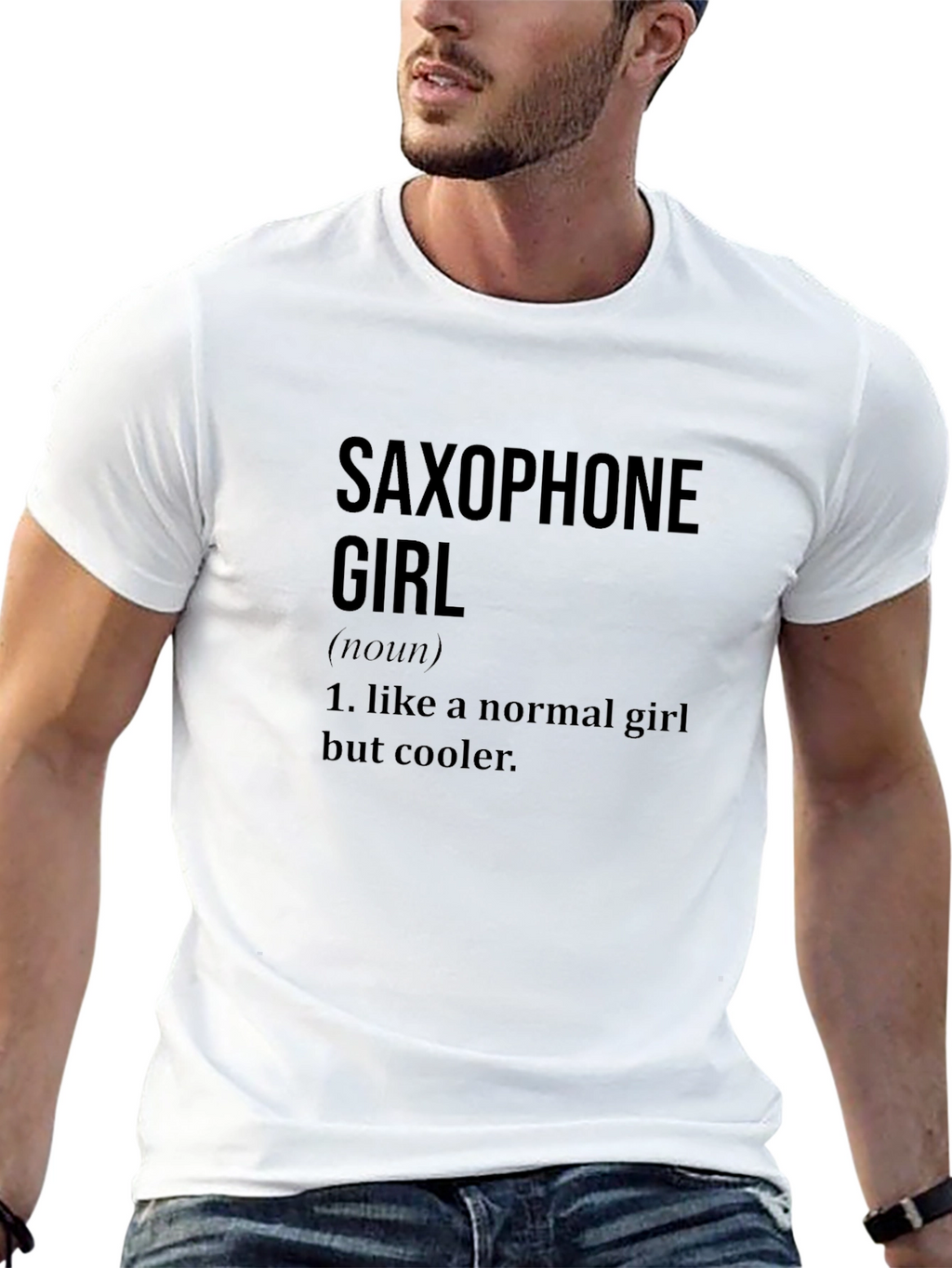 Saxophone Girl Definition Black T-Shirt