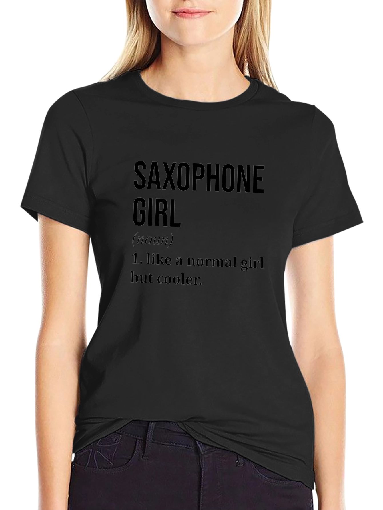 Saxophone Girl Definition Black T-Shirt
