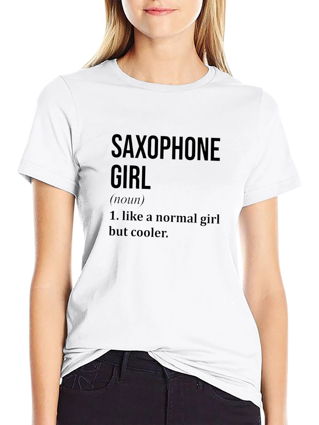 Saxophone Girl Definition Black T-Shirt