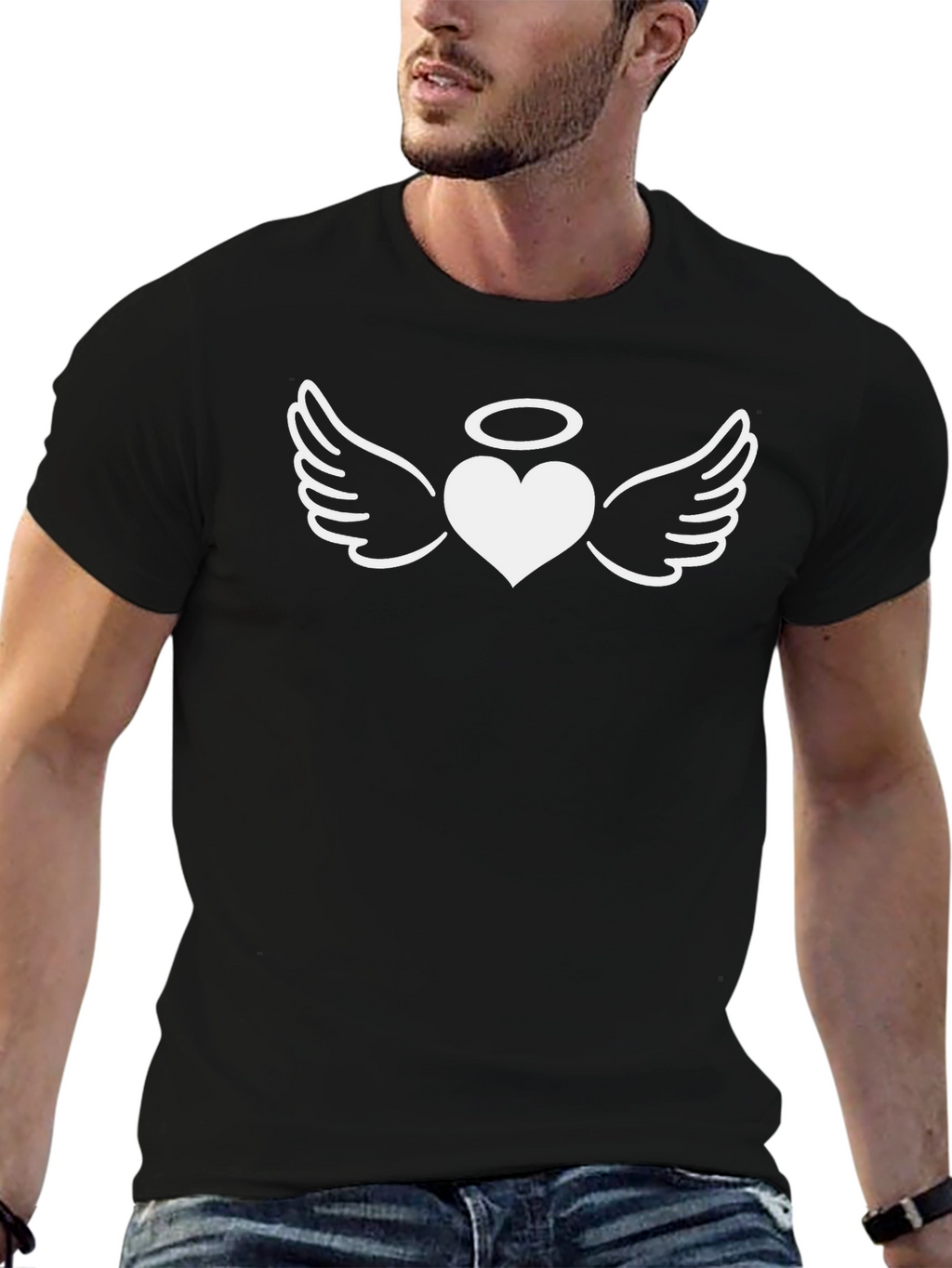 Angel Heart Graphic Tee - Black Cotton T-Shirt