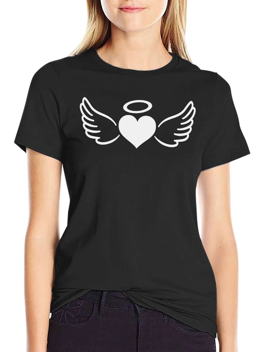 Angel Heart Graphic Tee - Black Cotton T-Shirt