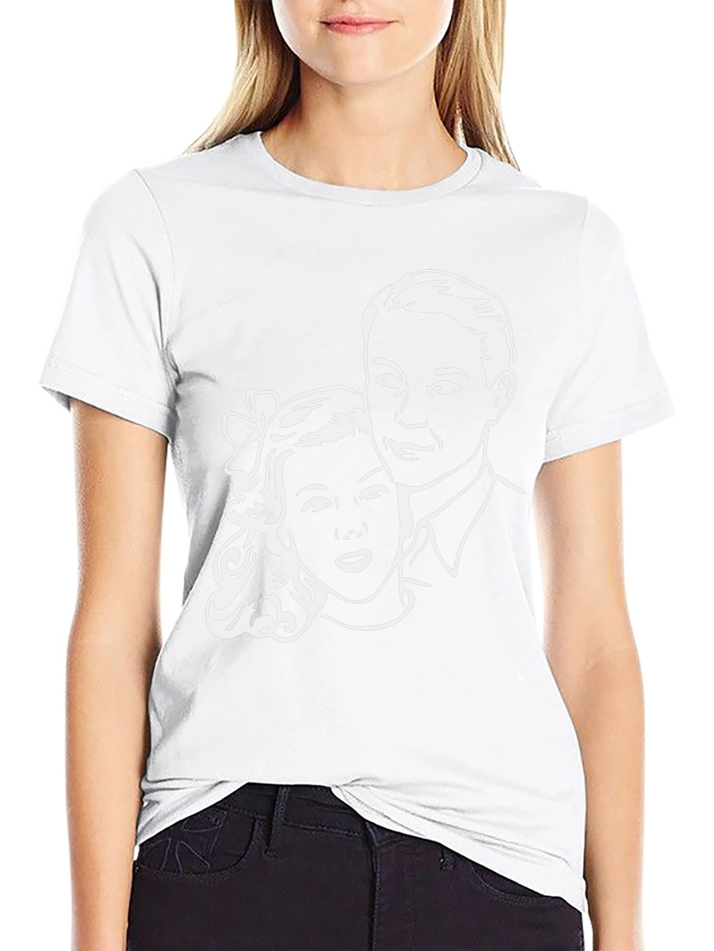 Retro Couple Graphic Tee - Classic Black T-Shirt