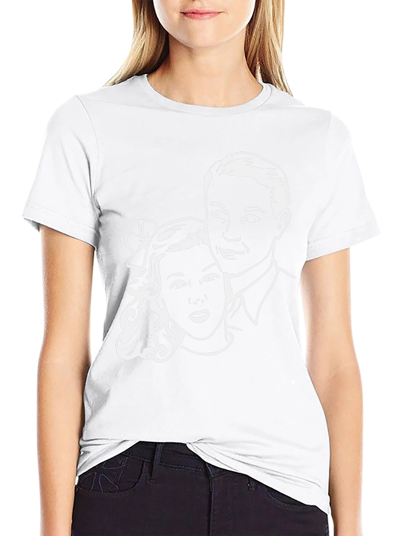 Retro Couple Graphic Tee - Classic Black T-Shirt