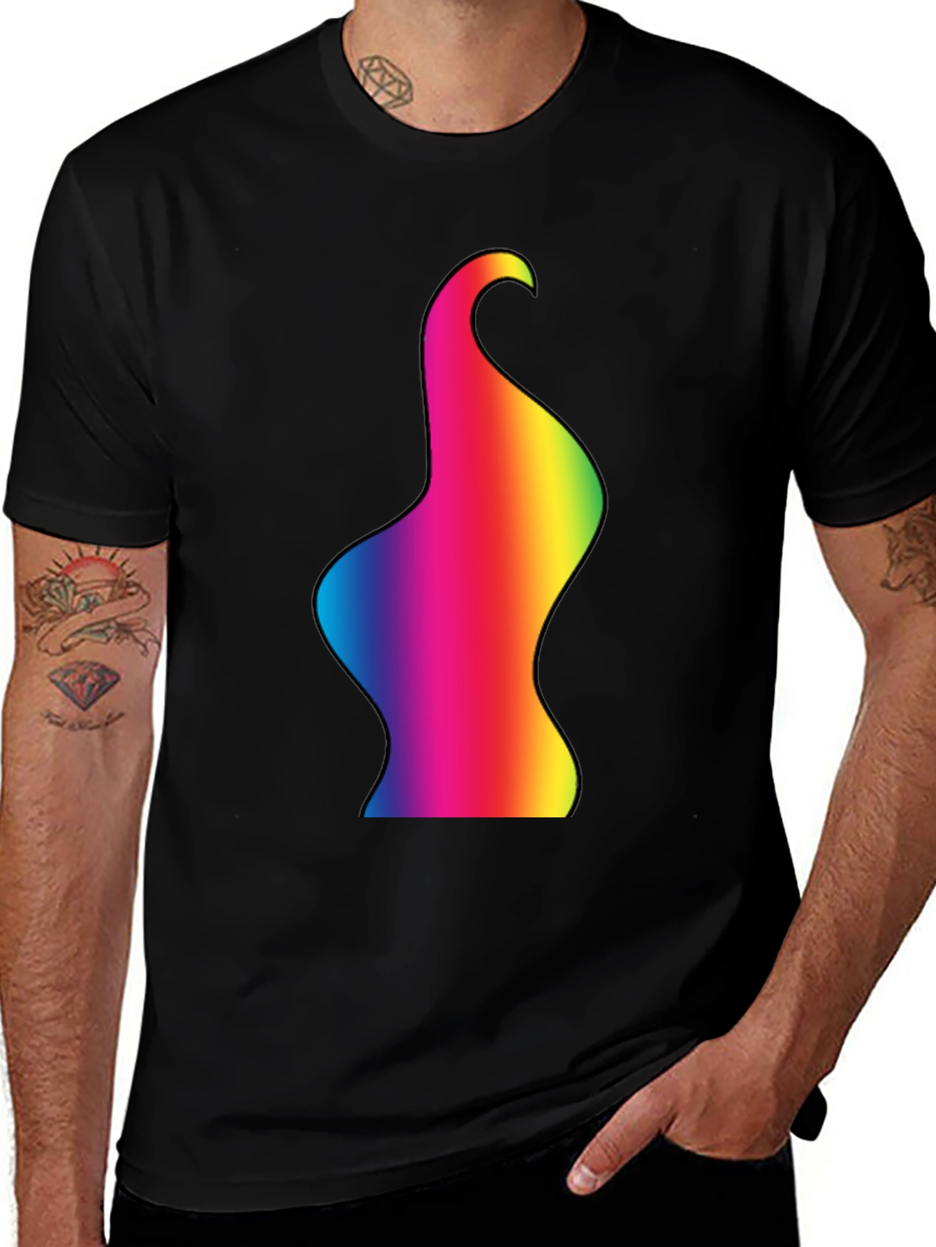 Rainbow Body Art Tee - Black Cotton Blend