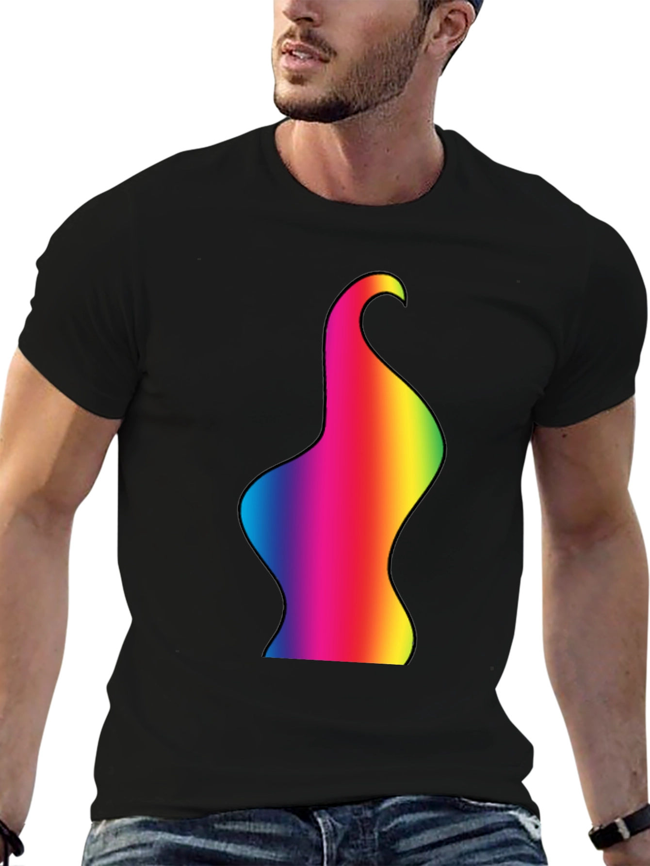 Rainbow Body Art Tee - Black Cotton Blend