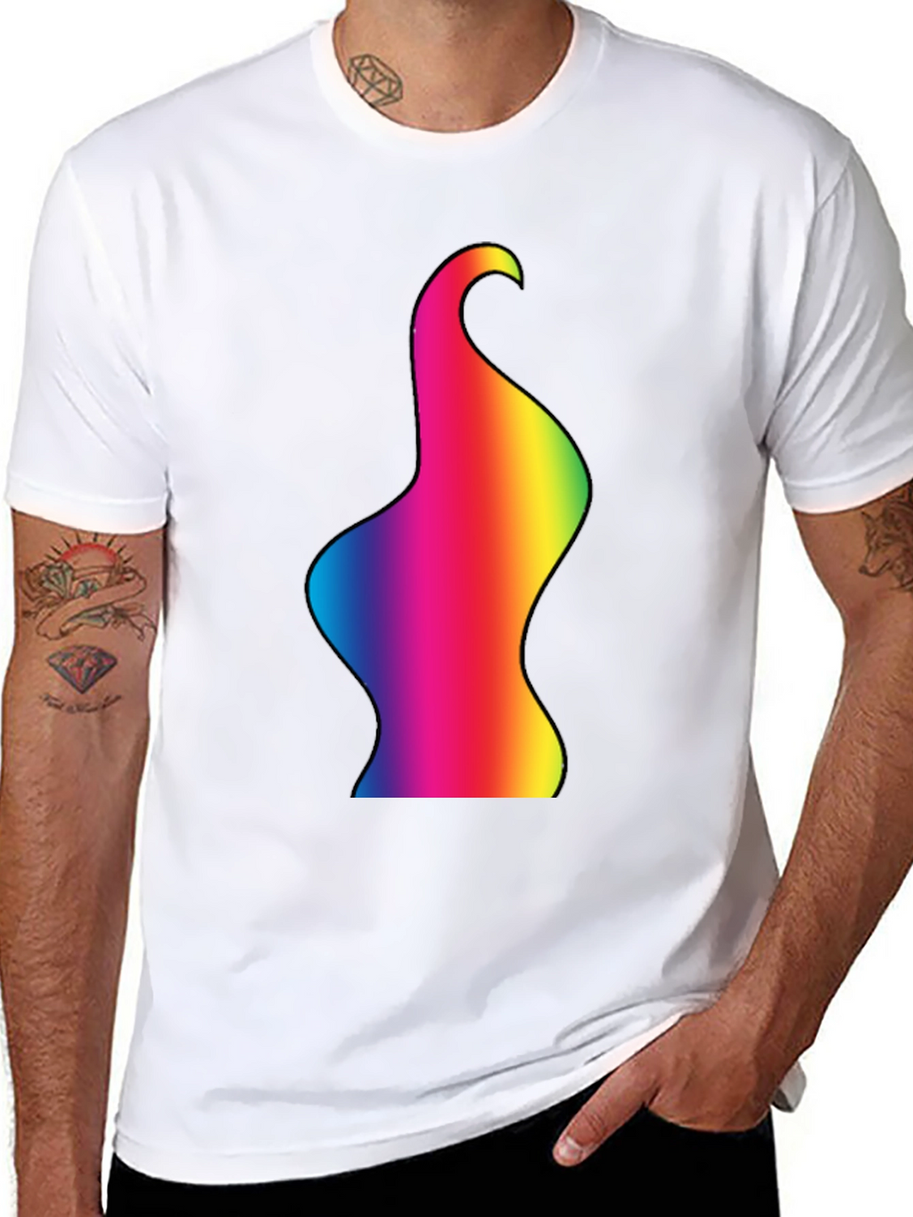 Rainbow Body Art Tee - Black Cotton Blend